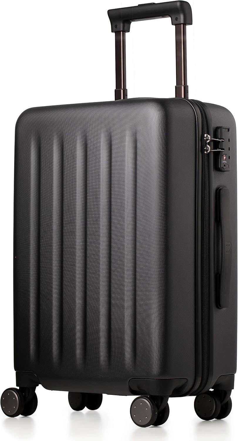 NINETYGO Carry on Luggage 22x14x9 with Spinner Wheels, 100% Polycarbonate Hardside Luggage, Carry on Suitcase with TSA Lock for Travel, Super Durability & Slim Simplistic Design (20-Inch Black)