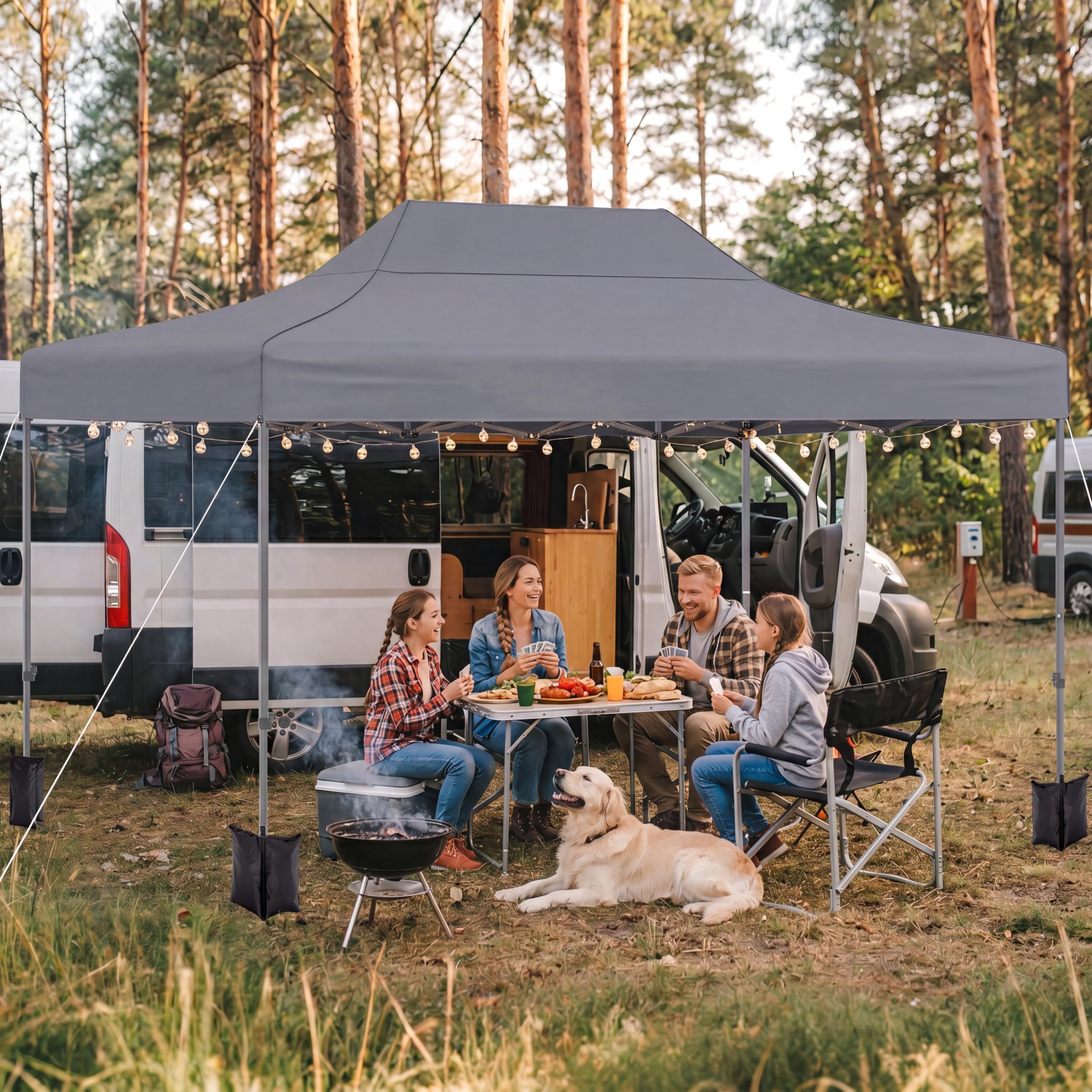 RELAX4LIFE Tonnelle Pliante avec 4 Parois Amovibles, 3x4,3M Barnum Pliant avec Porte Zippée Enroulable, Cadre en Acier au Carbone, Sac à Roulettes, Gazebo Tente de Réception pour Marché Événement,Gris