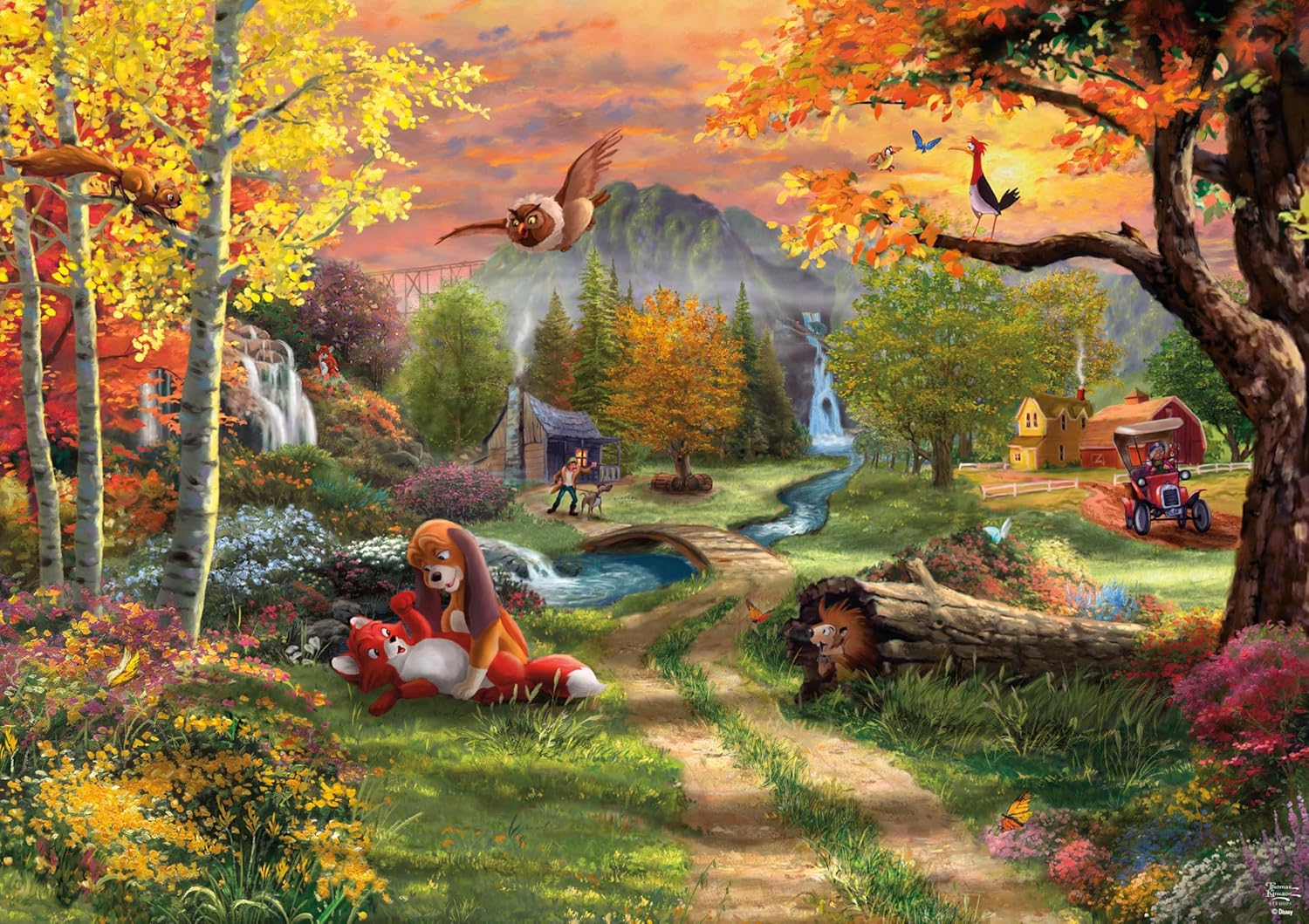 CEACO The Fox & the Hound 300 Piece Puzzle - Multicolor, 21.25 x 15 in - Luminous Thomas Kinkade Disney Puzzles - Poster Included for Easy Reference