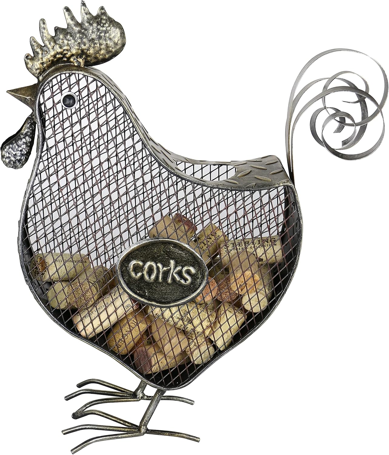 Rustic Rooster Metal Cork Keeper