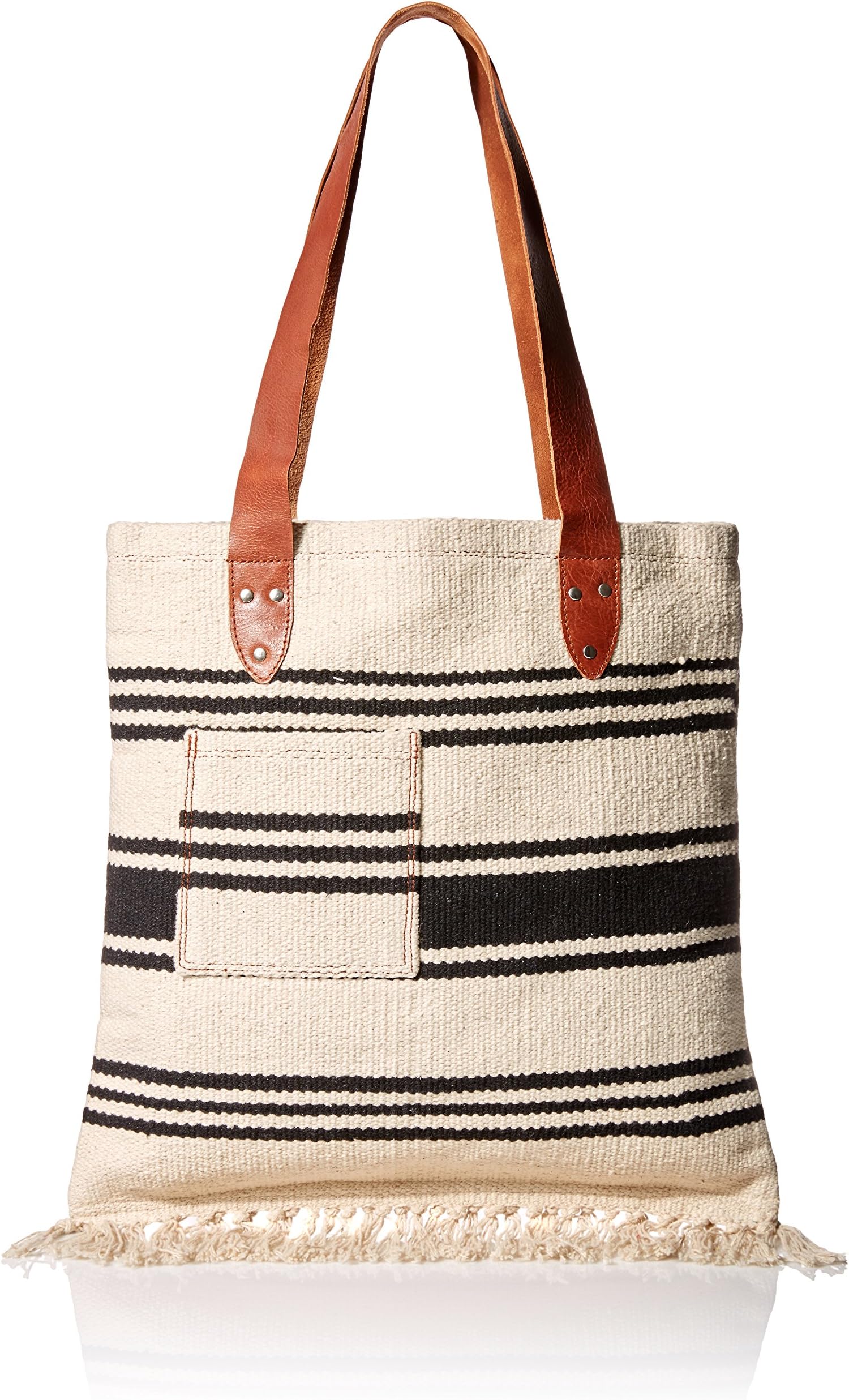 ‘ale by alessandra Women's Saratoga Cotton Rug Bag with Leather Handles