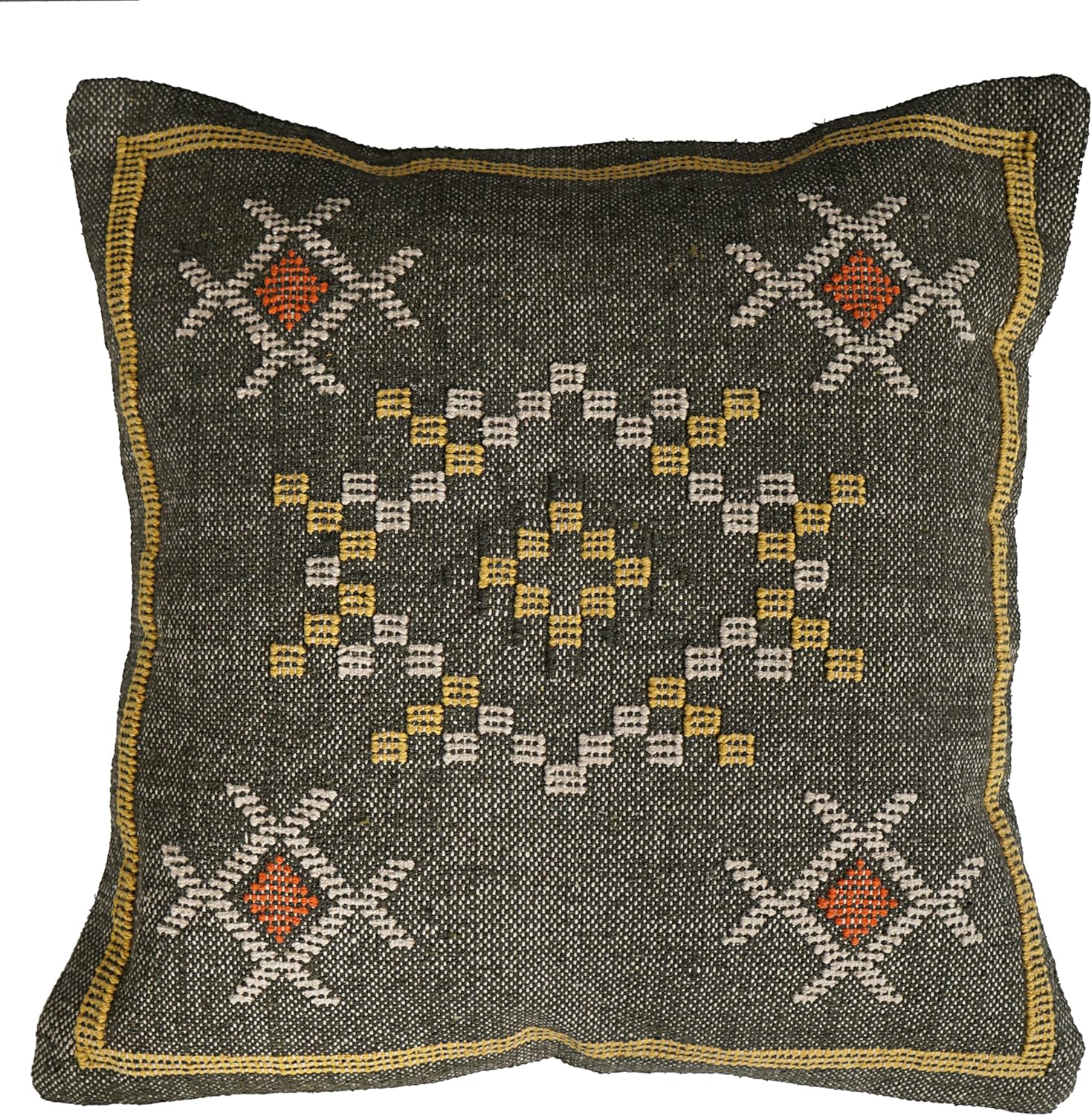 Indian handmade authentic sabra neutral cotton kilim pillow case cover premium quality Indoor & outdoor decorative designer square Living Room Couch Bed Sofa Rustic Farmhouse Boho (Pattern 11)