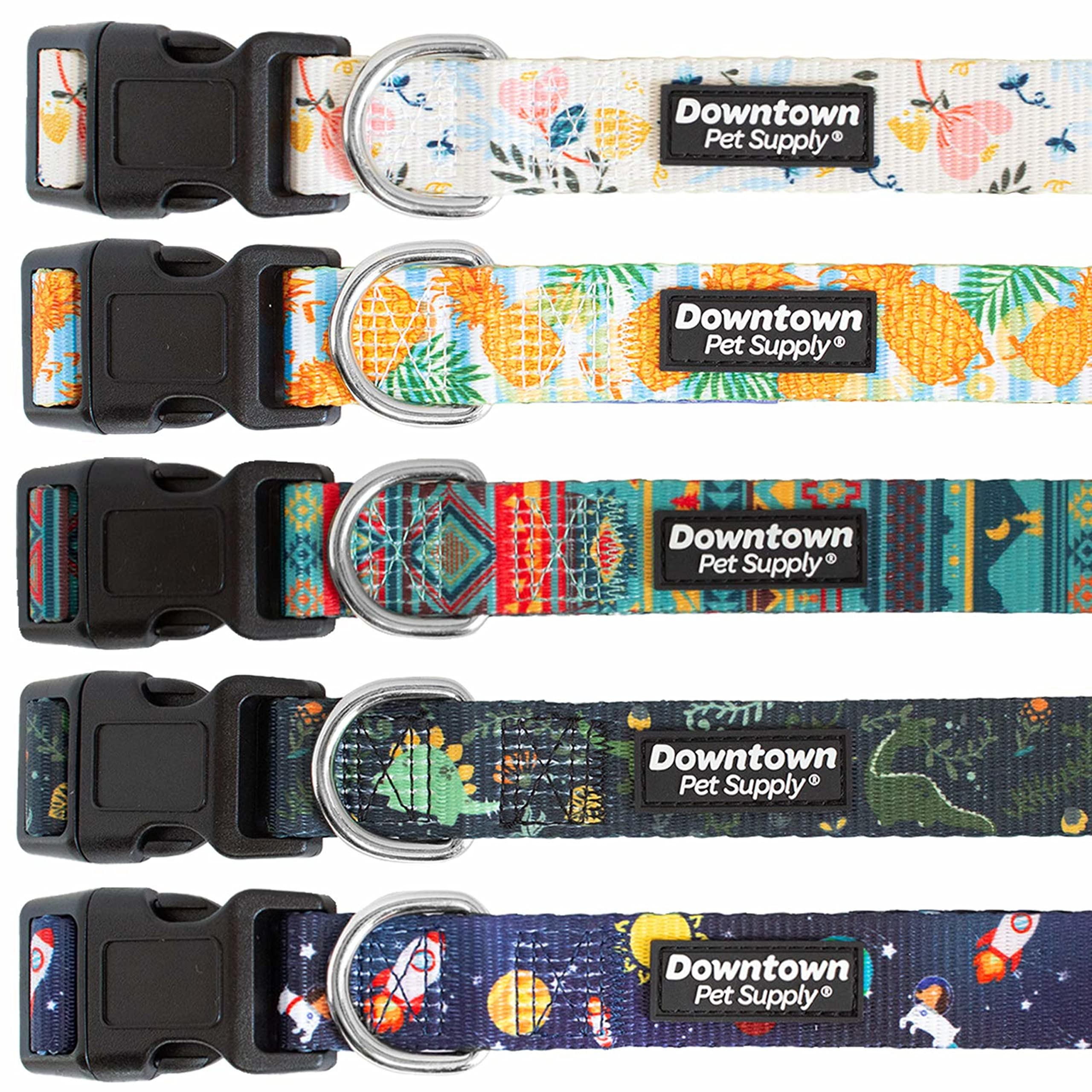 Downtown Pet Supply Niedliches und schickes gedrucktes Muster, weiches Hunde- und Welpenhalsband für kleine, mittelgroße und große Hunde (floral, klein)