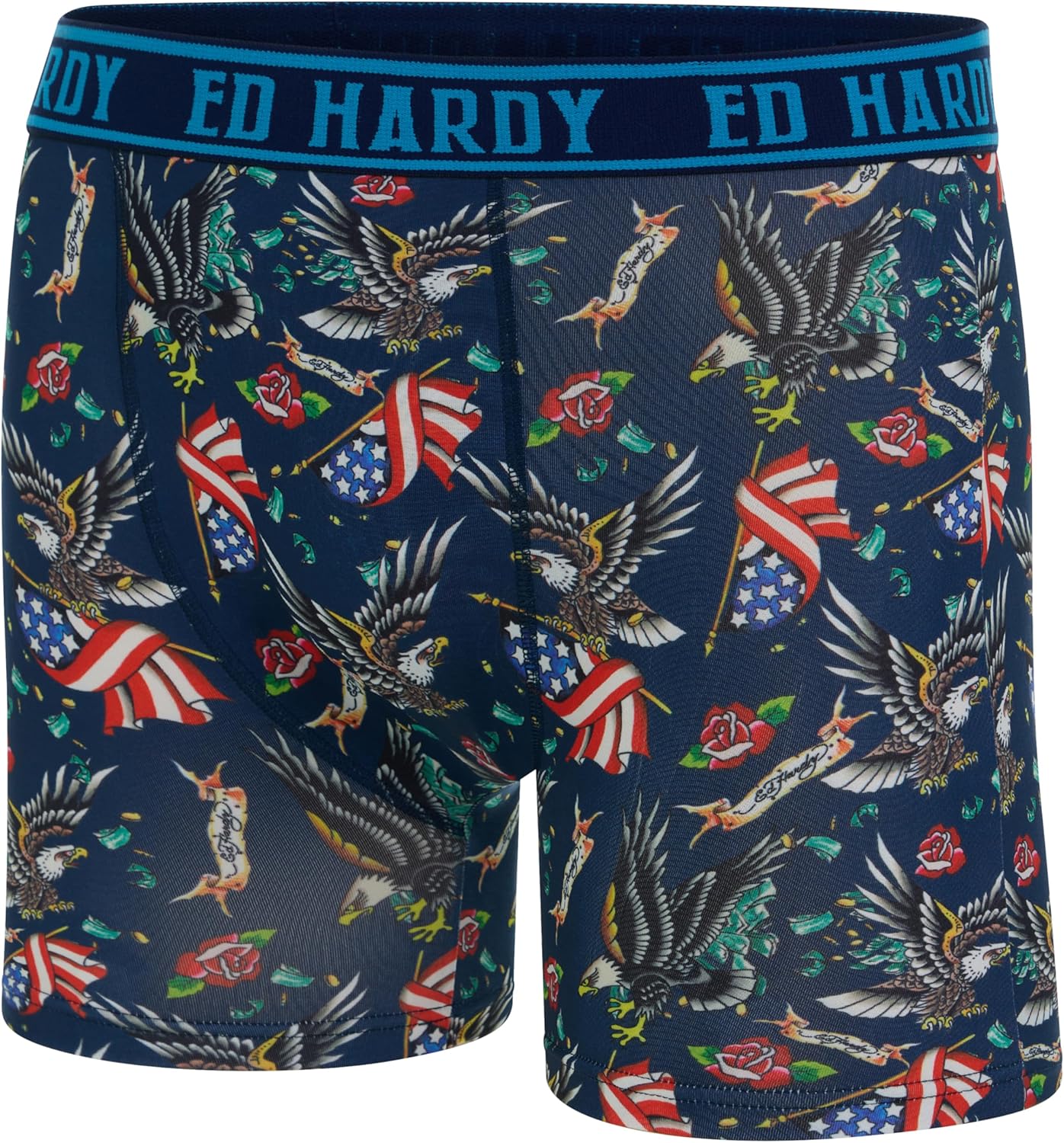 ED HARDY Mens Boxer Briefs 4 Pack, Soft Fabric Underwear, Pull On Closure, Machine Washable Comfortable Stretch Boxers
