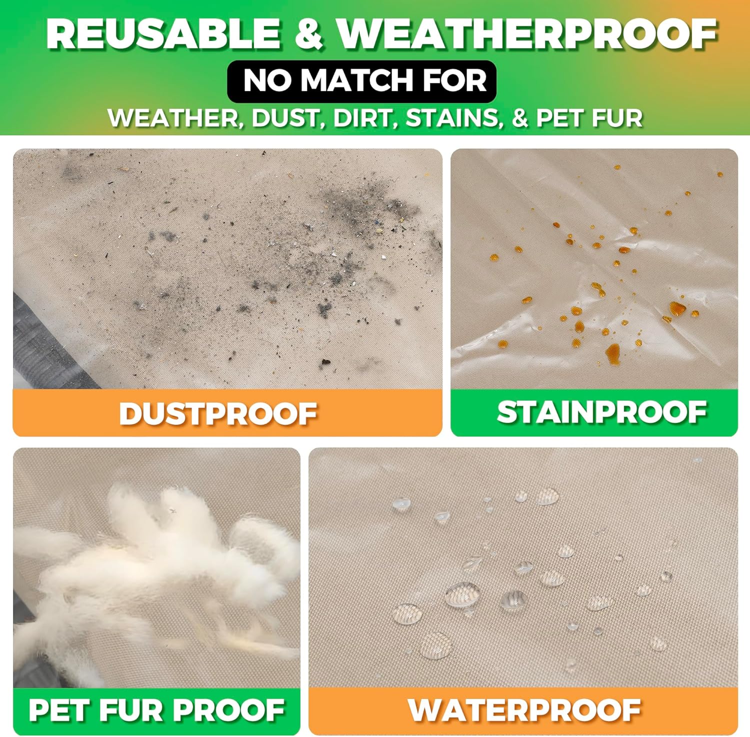 2-Pack Waterproof Outdoor Chaise Lounge Covers for Patio Furniture - Reusable & Heavy-Duty Clear Plastic Outdoor Furniture Covers Waterproof for Lounge Chairs, 84" x 32" x 32" - Image 5