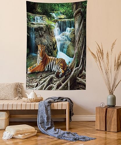 Miniatura 56 de Lunarable Tapiz de La Habana, caballeros que tocan saxofón con sombreros de Panamá y auto rojo nostálgico, colgante de pared para dormitorio, sala