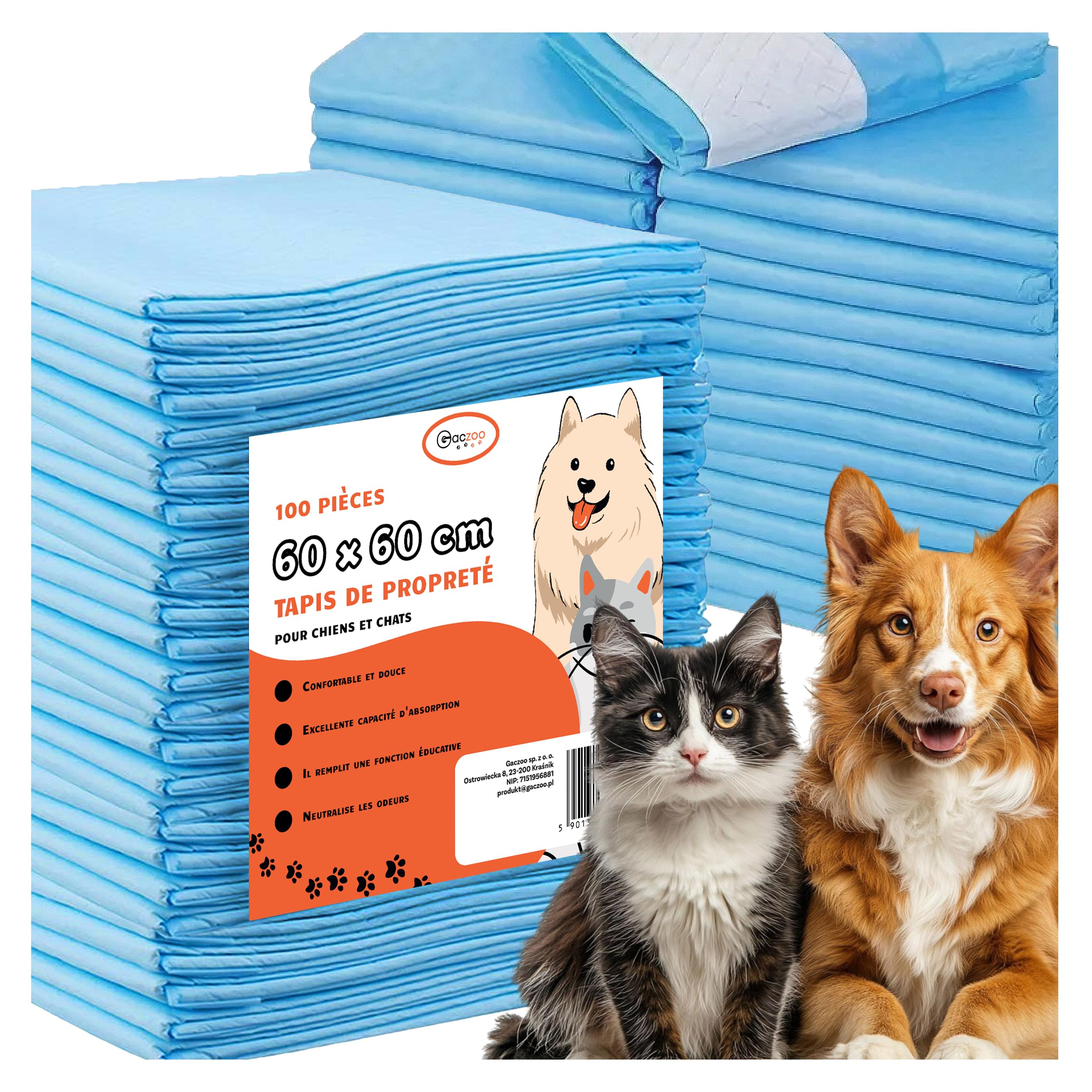 Tapis absorbant chien 60x60cm fini les fuites et mauvaises odeurs