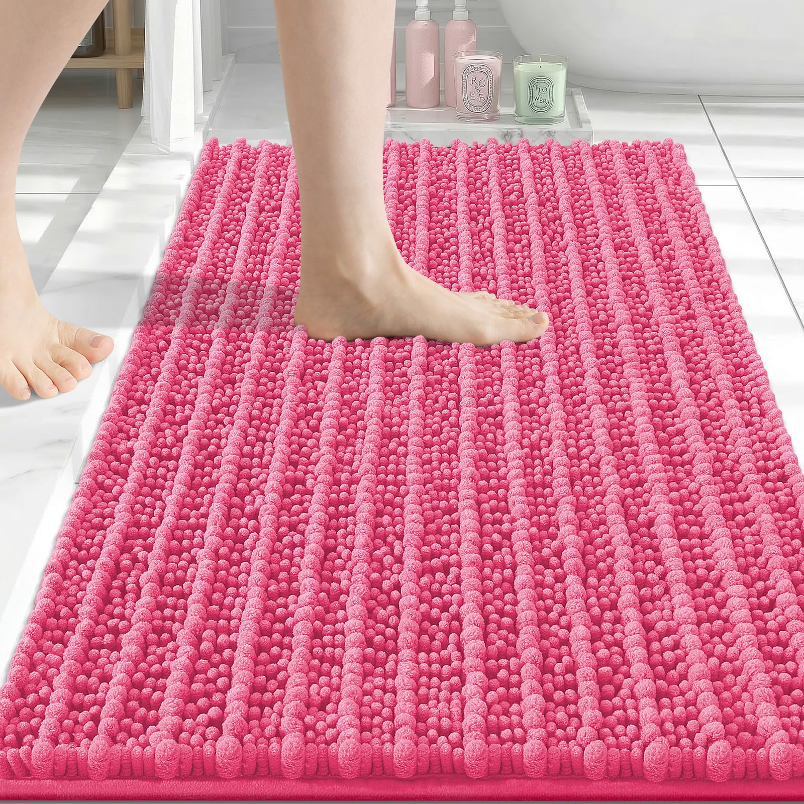 Arotive Bathroom Rugs Mat 34x21, Soft Absorbent Chenille Shaggy Bath Mat