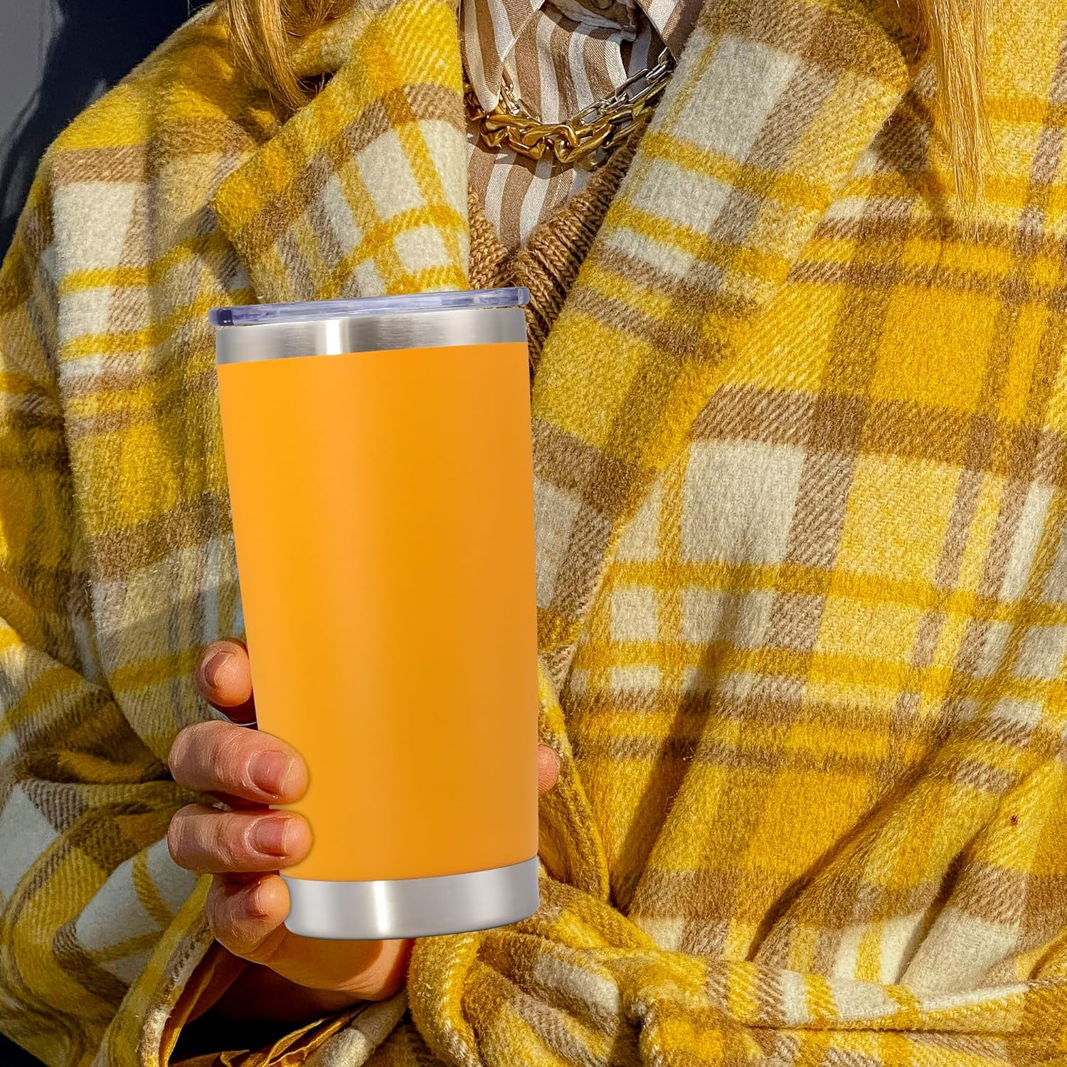 20 oz Tumbler with lid Double Wall Vacuum Insulated Tumblers Stainless Steel Coffee Mug Travel Coffee Tumbler Powder Coated Tumbler Cup Keep Hot&Cold - (Orange 6 Pack) - Image 7