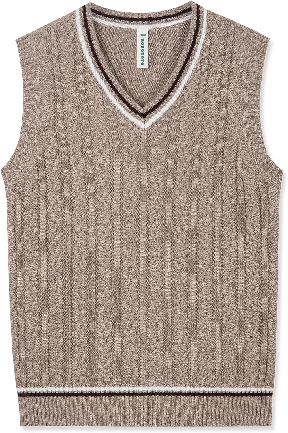BOBOYOYO Boys Sweater Vest Unisex Cable Knit 100% Cotton Toddler Uniform Vest for Little Big Teenage Boy Girls Childrens Kids