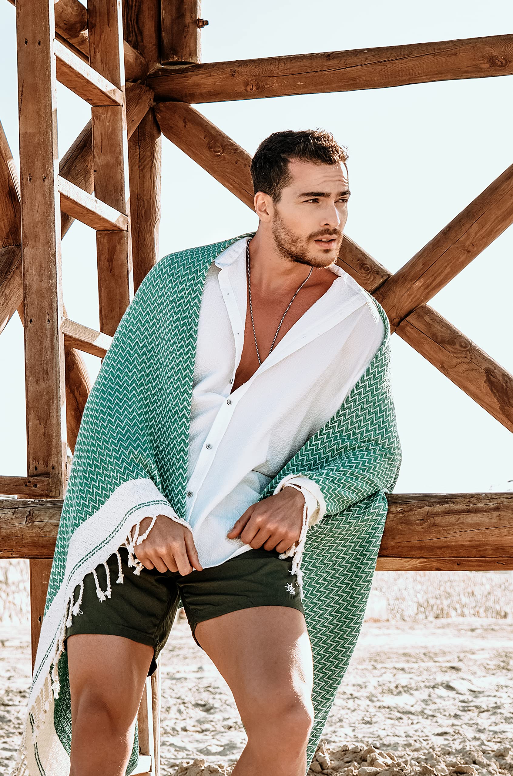 Telo mare XXL, confezione da 2 pezzi, 100x180 cm, 100% cotone, asciugamano per hammam, asciugamano da sauna, telo da doccia, extra leggero, per uomo e donna (viola chiaro/verde pastello)