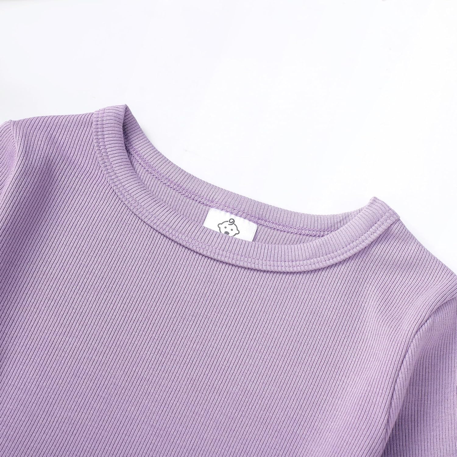 Toddler Girl Spring Clothes Soft Comfy Rayon Long Sleeve Top & Pants 2Pcs Solid Toddler Ribbed Outfits Boys Outfit Set 1-5T - Image 3