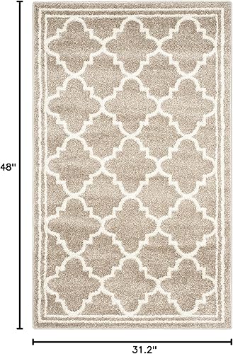 Vista 111 de Safavieh Amherst Collection AMT422B - Alfombra para interiores y exteriores, color gris claro y beige
