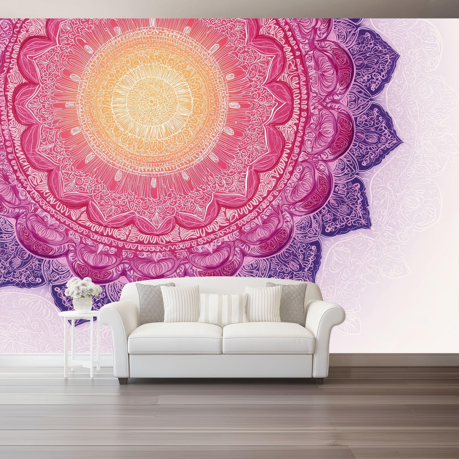Bohemia fototapeta, różowy kwiat datura, mural, 350 x 256 cm, tapeta ścienna do sypialni dziecięcej, salonu, plakat z włókniny, nowoczesny obraz, dekoracja pokoju