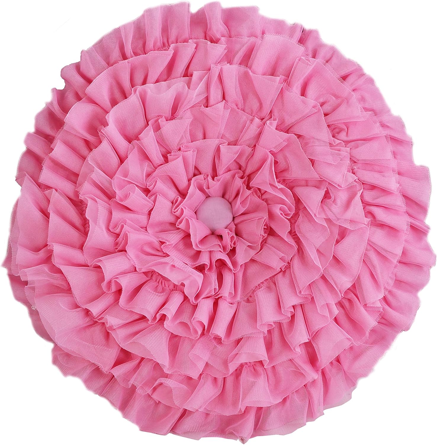 Cozy Line Home Fashions Ruffled Round Princess Girls Floral Décor Throw Pillow, Pink
