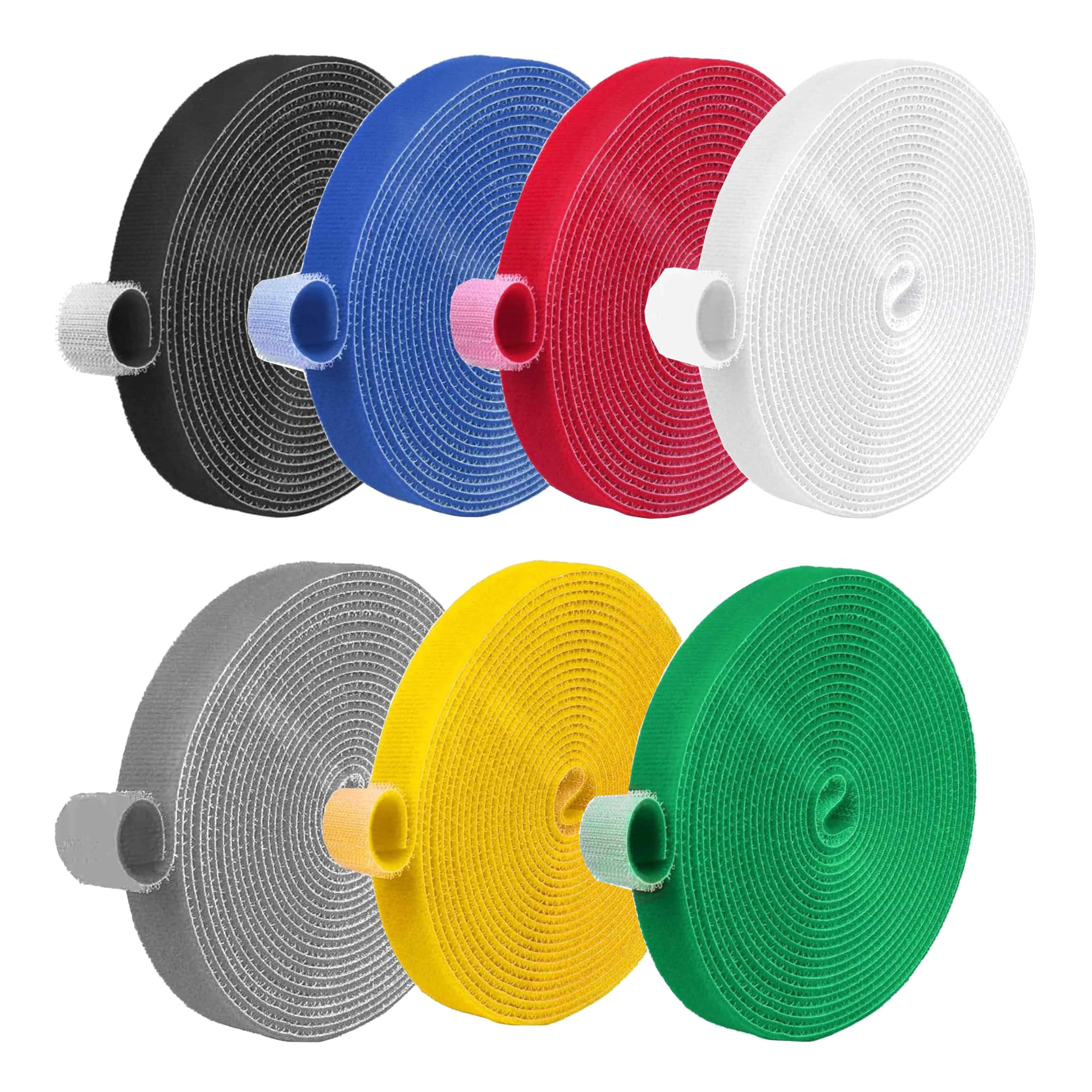 Colorate Fascette Fermacavi 7 Rotoli,Fascette cavi Regolabili Lunghezza,12mm x 5M Cinghie Fermacavi,Riutili Zzabile,per Organizzare cavi,Home,Ufficio,Cucire e DIY Artigianato