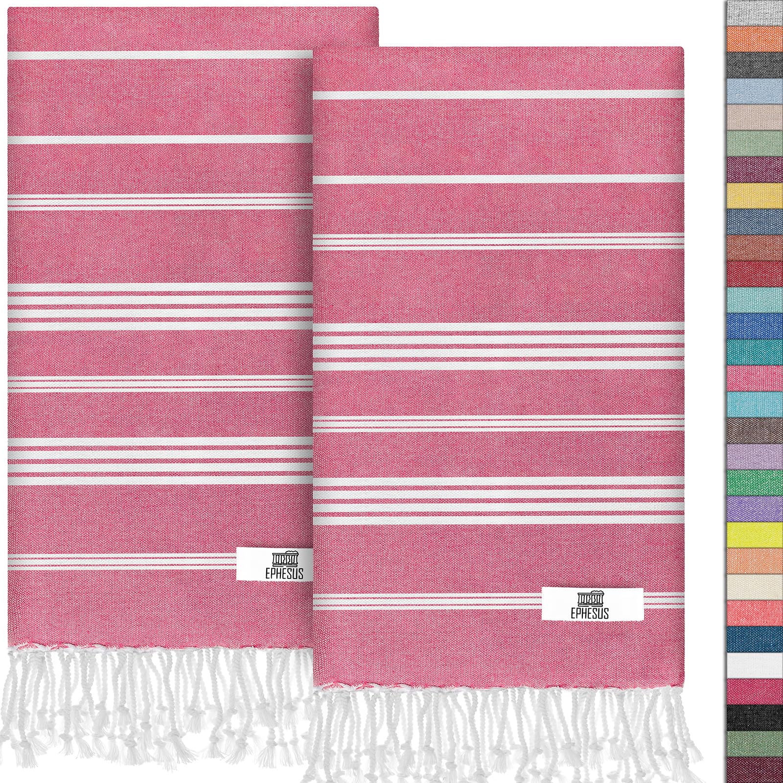 EPHESUS TOWELS Turkish Hand Towels - Set of 2 | 18" x 30" Decorative Boho Guest Bath Towel for Bathroom, Kitchen, Face, Hair, Tea, Dishcloth (Sultan,