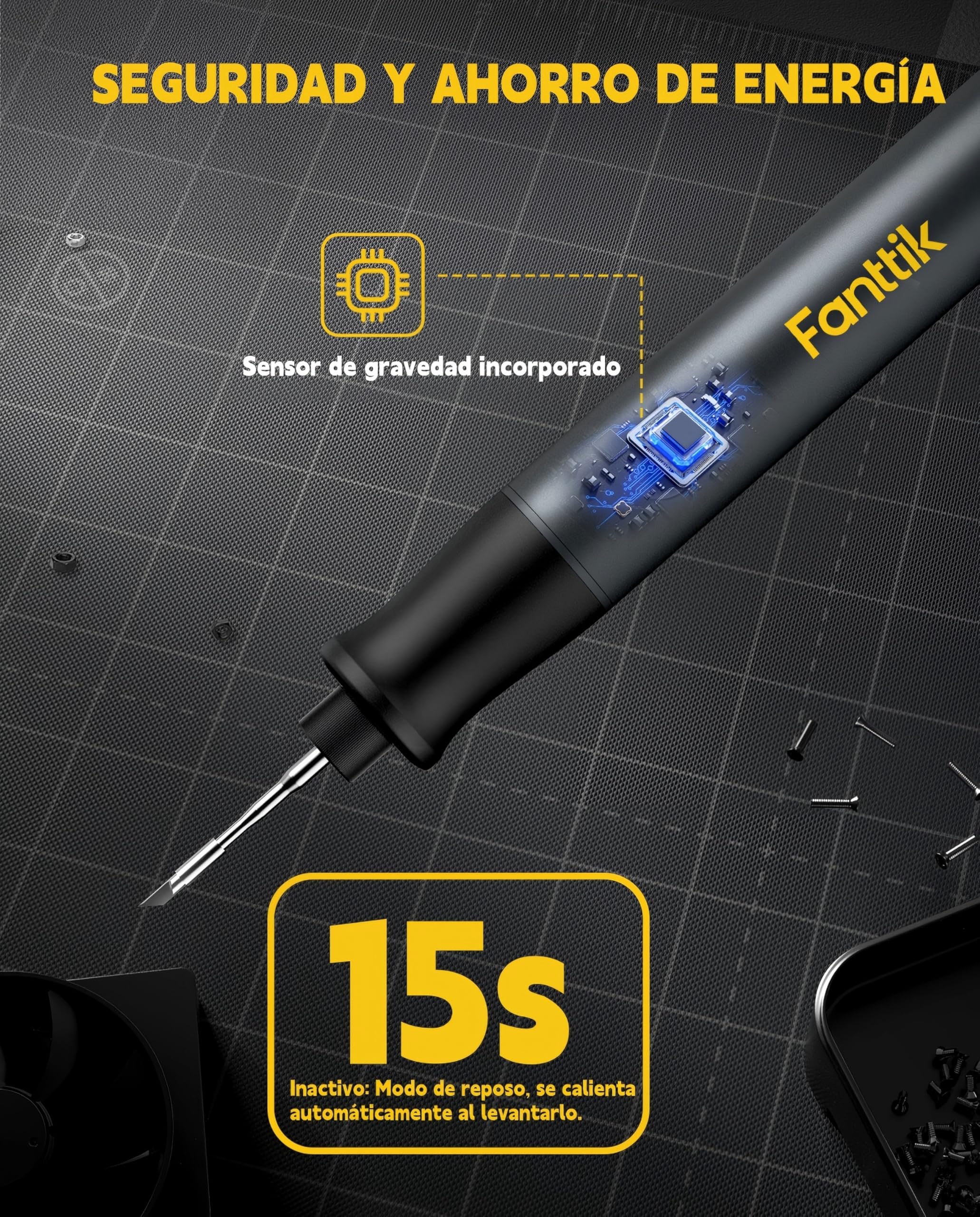 Fanttik de soldador T1 Max, soldador inalámbrico,7 segundos de calentamiento rápido(200-450℃) Temperatura Ajustable, Reposo Automático,4 Puntas de Soldadura de Precisión(C210),Soporte Giratorio 360°