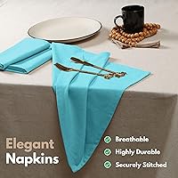 Vista 5 de Native Fab Blue Cloth Napkins, 4 Pack, 100% Cotton, 17x17 Inches, Heavy Duty, Soft Texture, Quick Drying, Great for Spring Holidays, Family