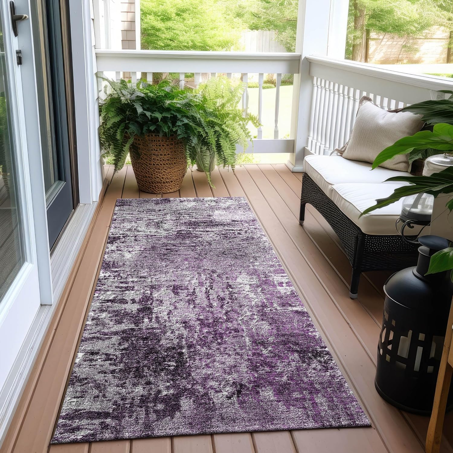 Addison Rugs Chantille ACN718 Eggplant 2'3" x 7'6" Indoor Outdoor Hallway Runner Rug, Easy Clean, Machine Washable, Non Shedding, Kitchen Area Carpet for Bathroom, Patio, Laundry and Bedroom Rug