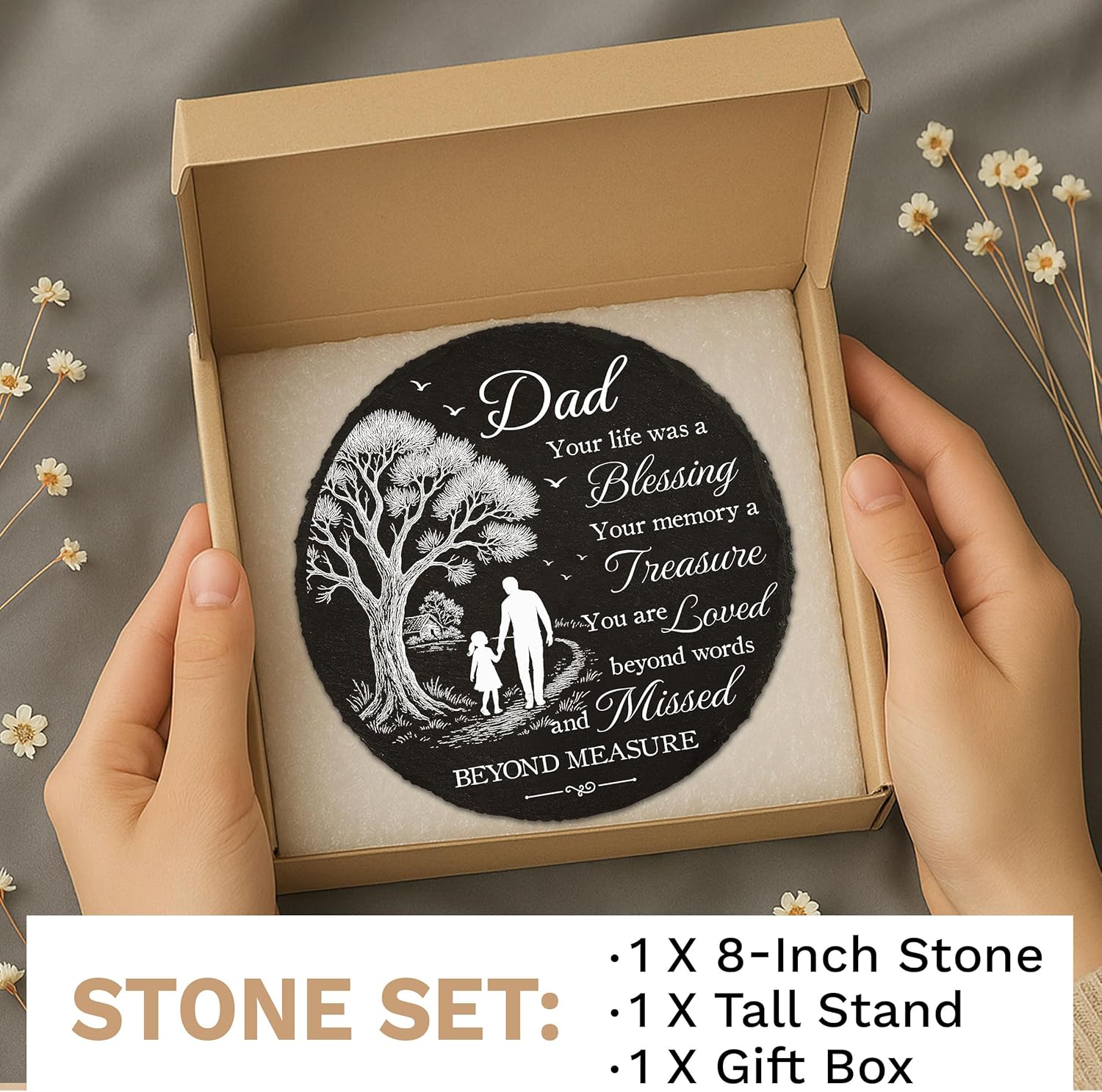 Memorial Garden Stones for Dad, Memorial Gifts for Loss of Father, Sympathy Gifts for Loss of Dad, Garden Stone Memory Father for Daughter on Christmas