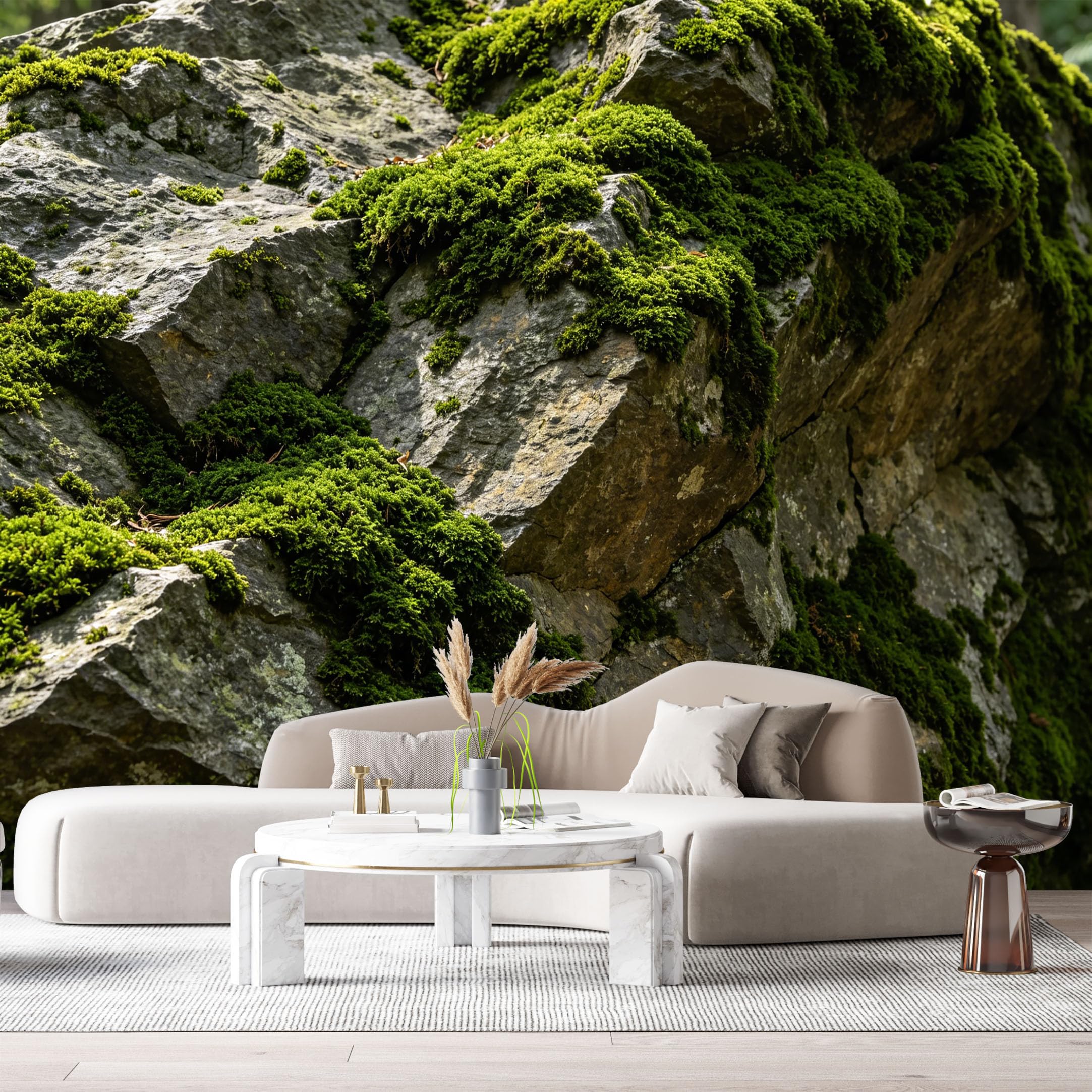 Custom Size Wall Murals Mossy Rock Forest Landscape Textured Stone Surface SelfAdhesive Wall Fabric Removable Large Wallpaper for Photo Living Room