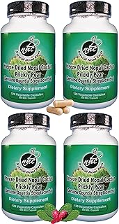 Nopal Cactus Capsules - Freeze Dried Prickly Pear Extract - Fiber Supplement for Metabolic Health Support - Rich in Betalains & Nitrates - Non-GMO - 120 Veggie Caps (4 Bottles)