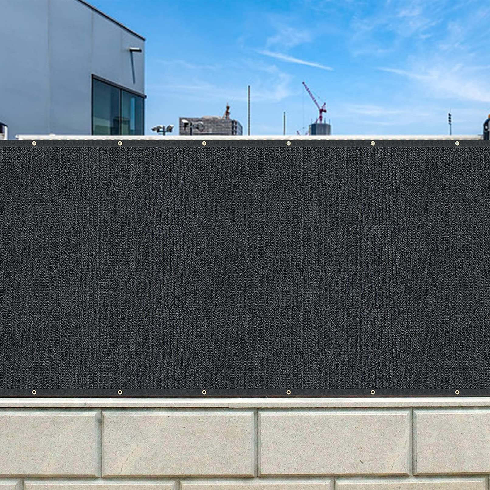 0,8 x 8 m żagiel przeciwsłoneczny na balkon, odporny na wiatr baldachim HDPE z kablami i opaskami, na zewnątrz, do ogrodu, pergola, osłona, czarny, schronienie słoneczne