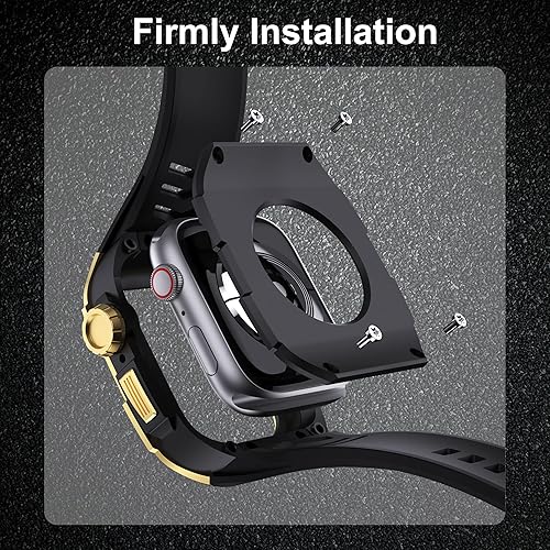 Miniatura 4 de GELISHI Correa compatible con Apple Watch Band de 1.772 pulgadas Series 9Series 8 7, carcasa resistente de metal inoxidable resistente con correa