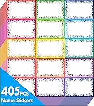 405 Name Tags, Coloured Name Badges with Writable Permanent Adhesive for School, Office, Home with Punch Line (Each measures 7.5cm x 5cm)