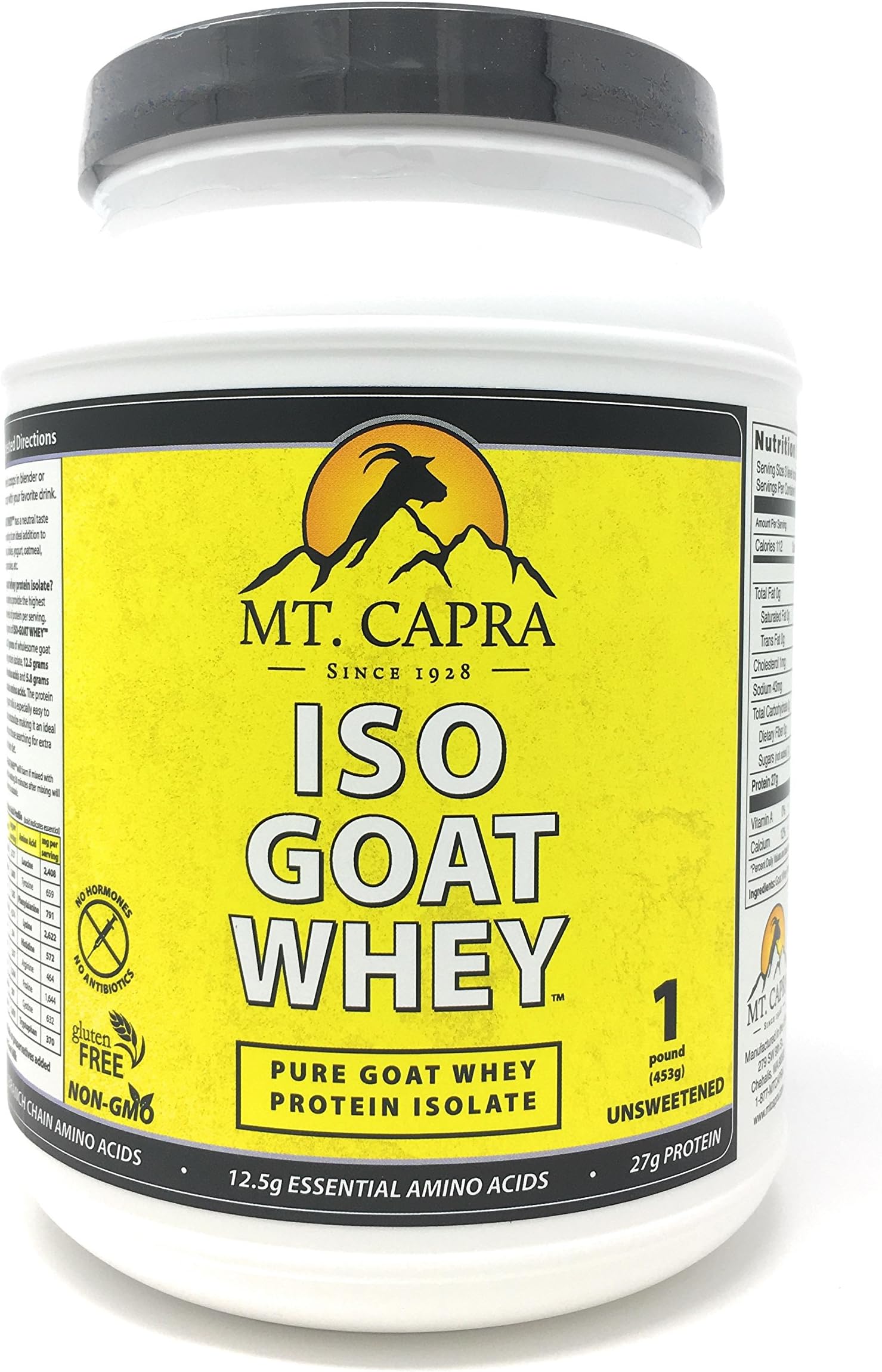 MT. CAPRA SINCE 1928 Iso-goat Whey Isolate Plain Unsweetened, 1 Pound