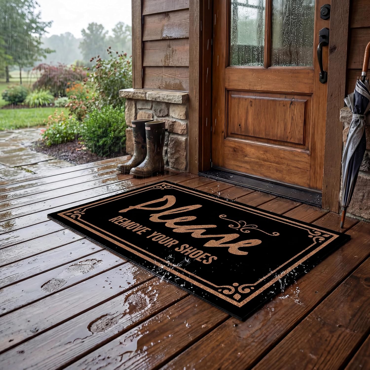 Please Remove Your Shoes Welcome Funny Door Mat Front Door Mat Rubber Mats for Outside Outdoor/Indoor Doormats for Entryway 30"X17"