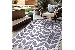 RURALITY Outdoor Rug 8x10' Waterproof Clearance, Reversible Plastic Straw Mat for Backyard