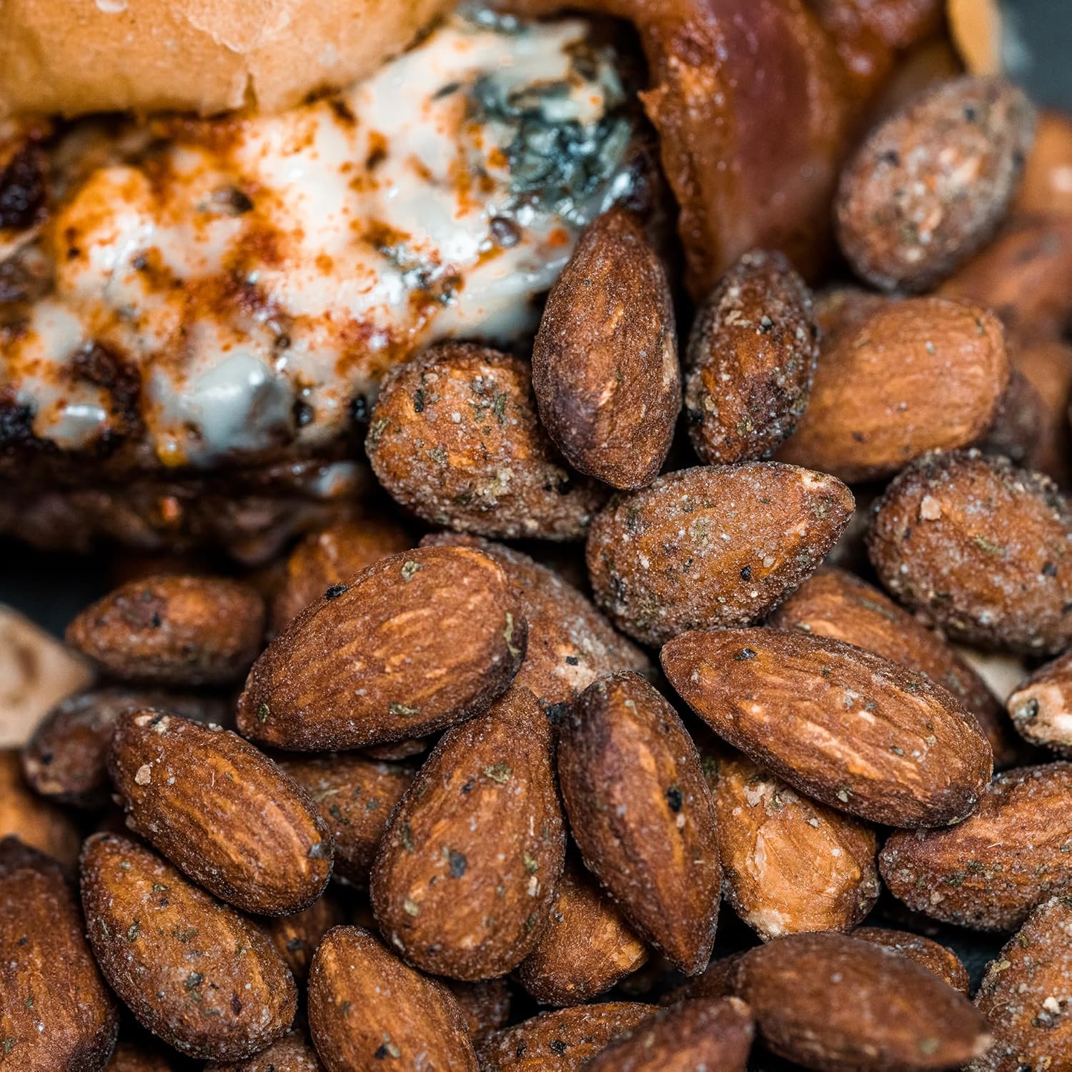 Jake's Nut Roasters - Variety Pack of Almonds (6 Pack) Whole Dry Roasted Seasoned Flavored Almonds - Includes Bloody Mary, Mesquite Smoked, Bleu Cheese, Hatch Chile, Barbecue and Maple Flavors