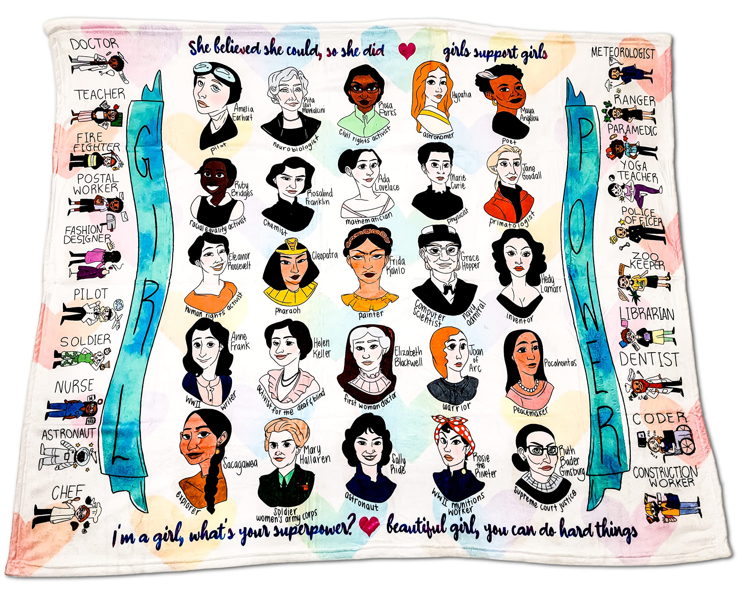 birdyboutique.comBirdy Boutique - Learning Blanket® - Girl Power - Cozy Soft Minky - Great for Early Readers, Homeschoolers, PreK, Kindergarten - 50" X 60"