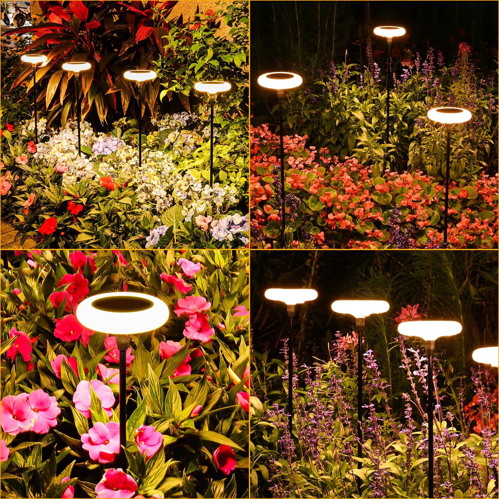 4 Stück Solarlampen für Außen Garten Solar Gartenleuchten Warmweiß Solarleuchten für Außen Super Hell Solar Solarlampen mit 36 Lumen IP65 Wasserdicht für Gartendeko Terrasse Rasen Outdoor