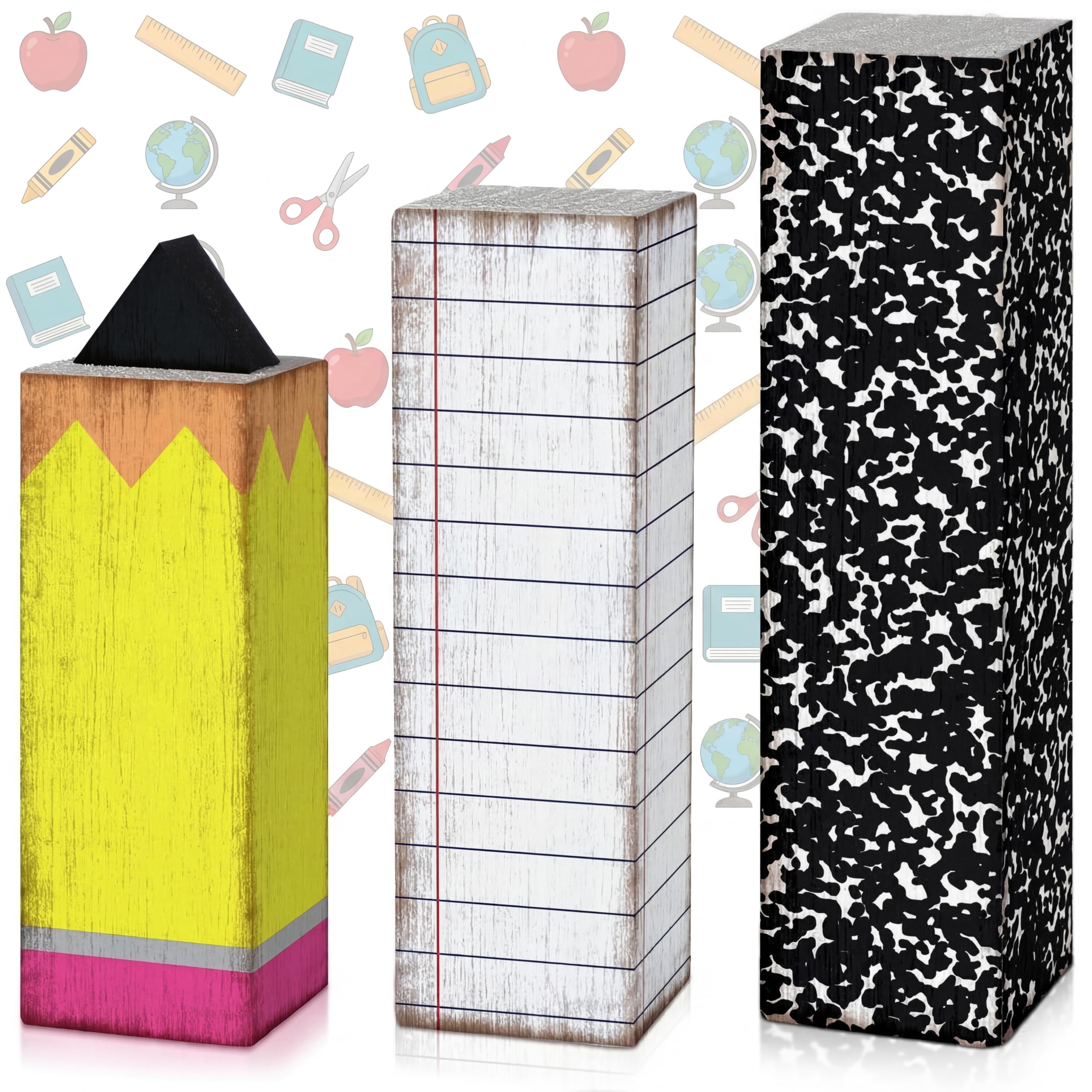 GlikCeil 3 Pcs Back to School Table Decoration Composition Notebook Decor