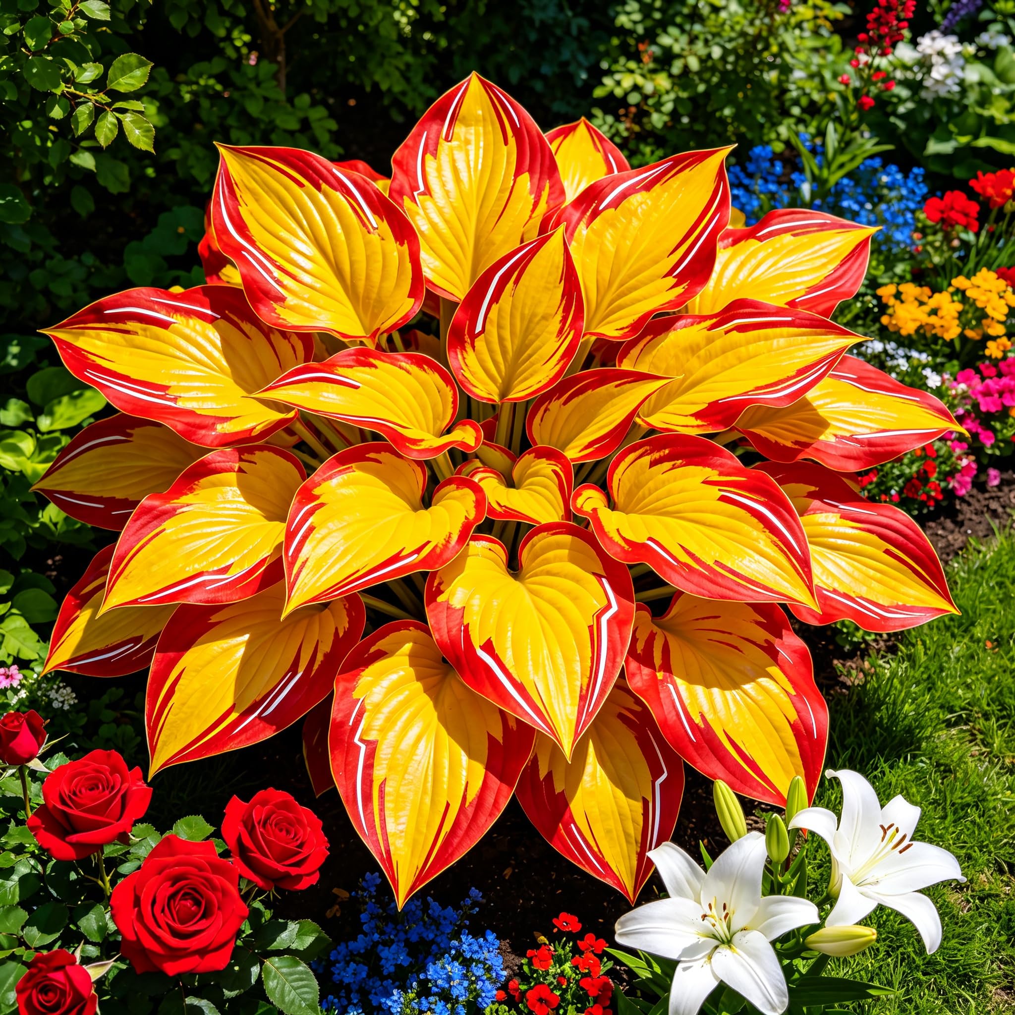 Hosta Bulbs for Planting, Excellent Display,Hosta Mix,Perennial-Bulbs-Coloured hostas Bulbs-4bulbs-B