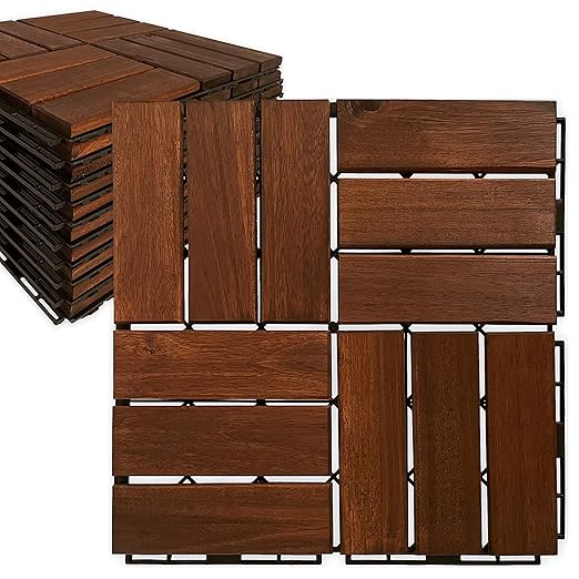 OPEN BOX Mammoth Solid Acacia Wood Interlocking Deck Tiles The Perfect Solution