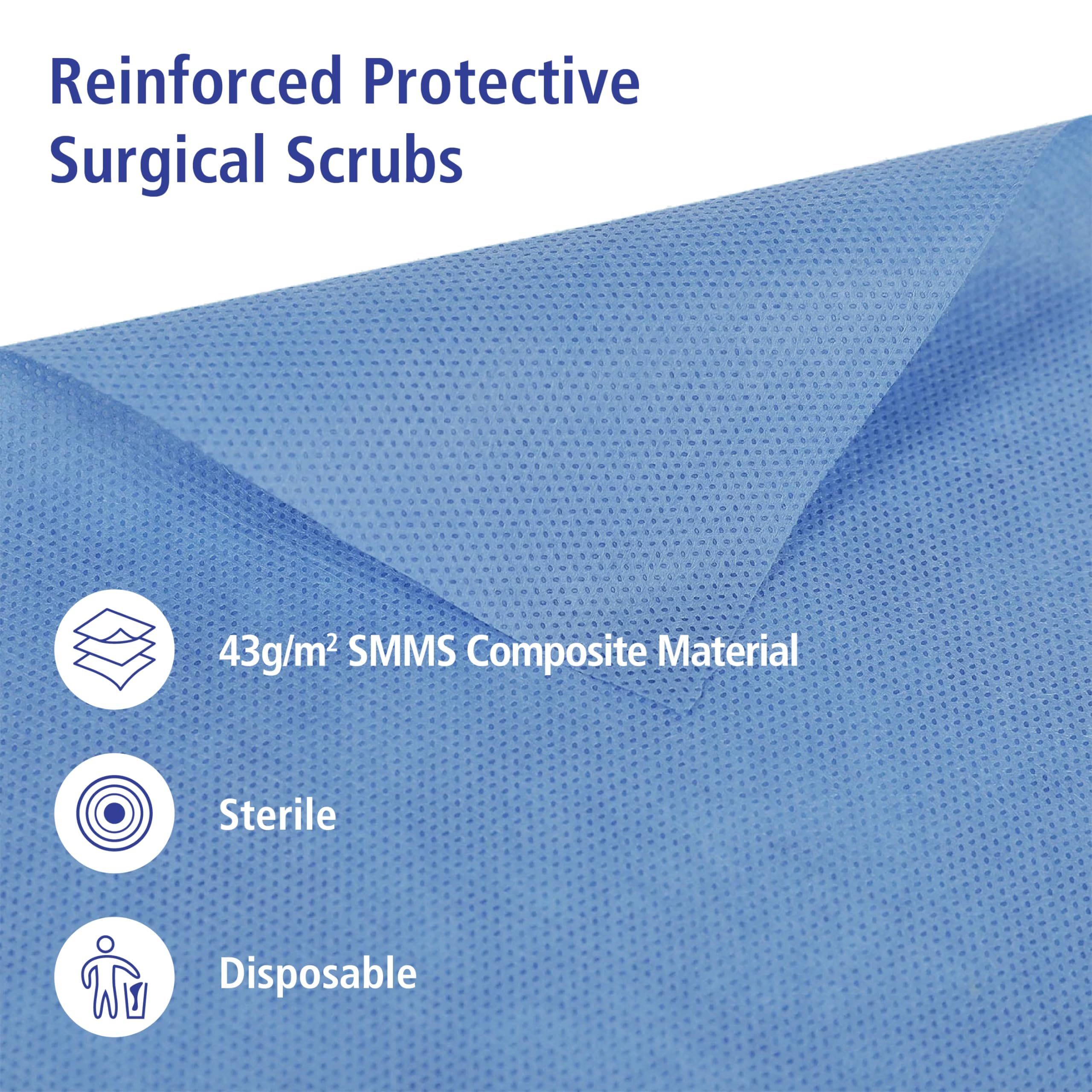 Meditrade Bata quirúrgica desechable - Ropa protectora médica con protección reforzada, batas de plástico estériles, batas PPE-OP, puños, previene infecciones durante la cirugía (XXL) (Azul) (30)