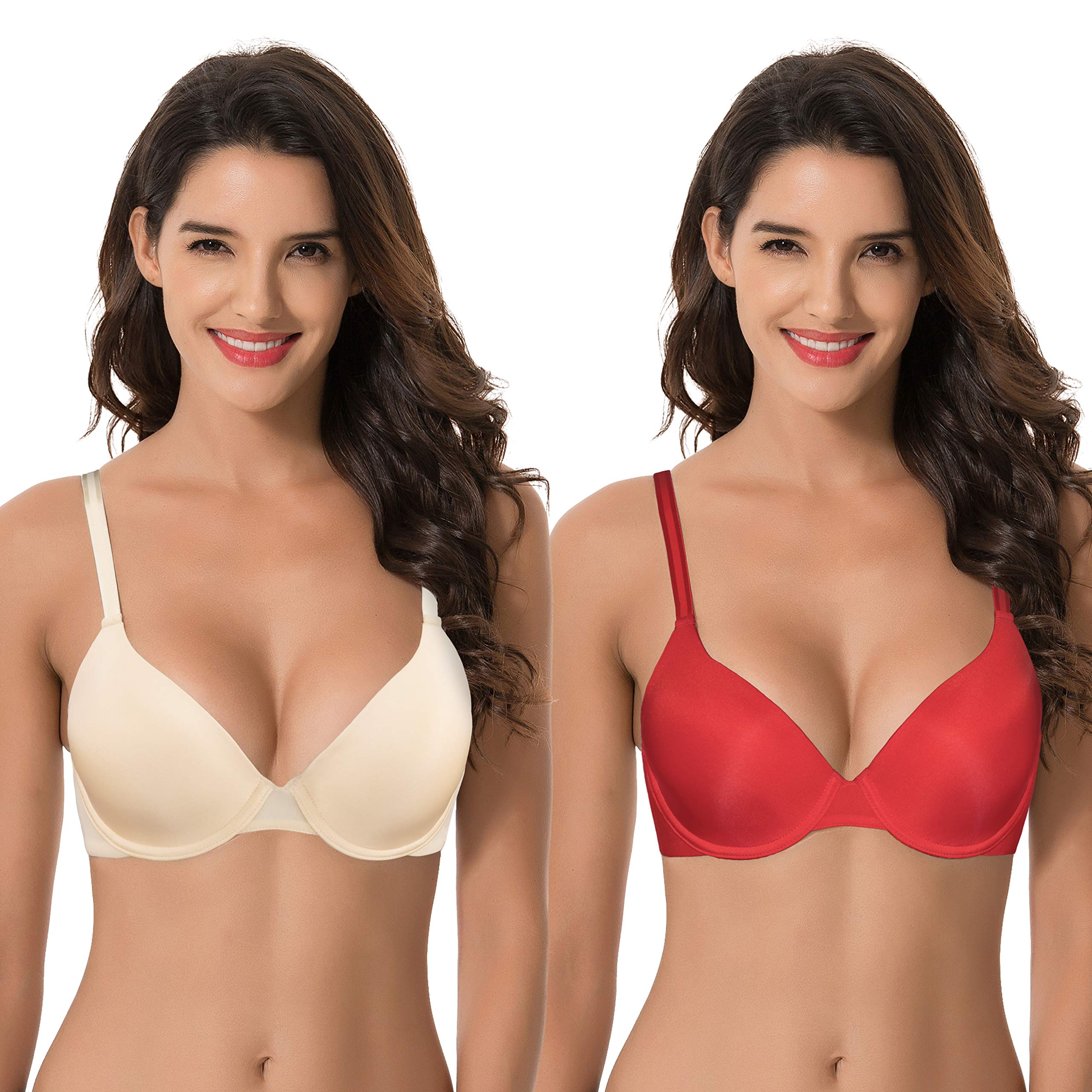 Curve Muse Reggiseno Push up, Opaque (Pacco da 2) Donna | Coppe modellate per sollevamento e modellamento, comfort quotidiano traspirante, vestibilità comoda per tutto il giorno