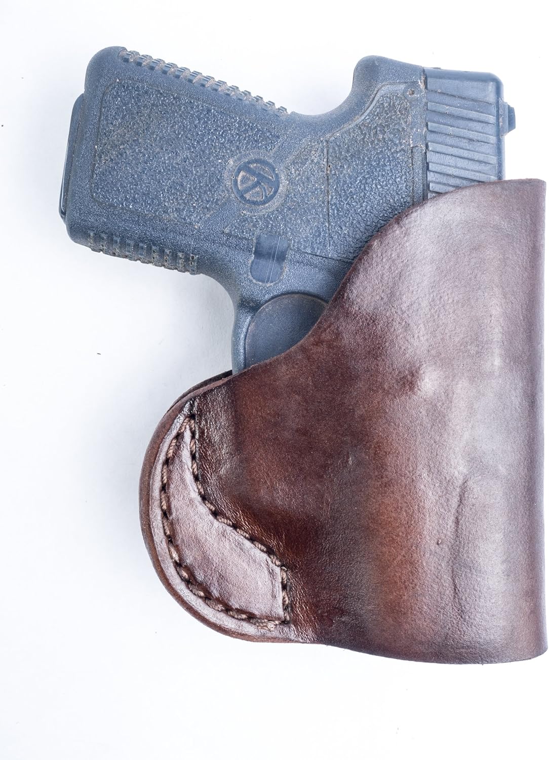 OUTBAGS USA LS4P380 (Brown-Left) Full Grain Heavy Leather IWB Conceal Carry Gun Holster for Kahr P380 Without Laser. Handcrafted in USA.