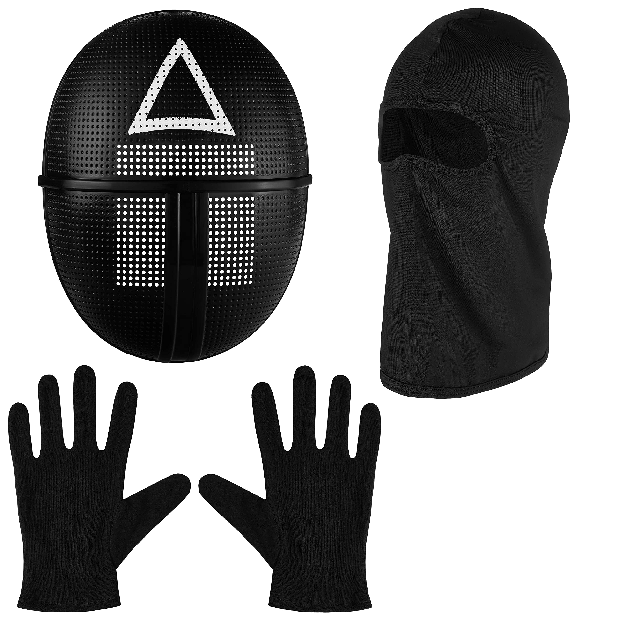 Balinco The Game Mask + Balaclava + Black Gloves + 1x Game Card for Halloween Carnival & Carnival as Costume for Men & Women (Triangle)