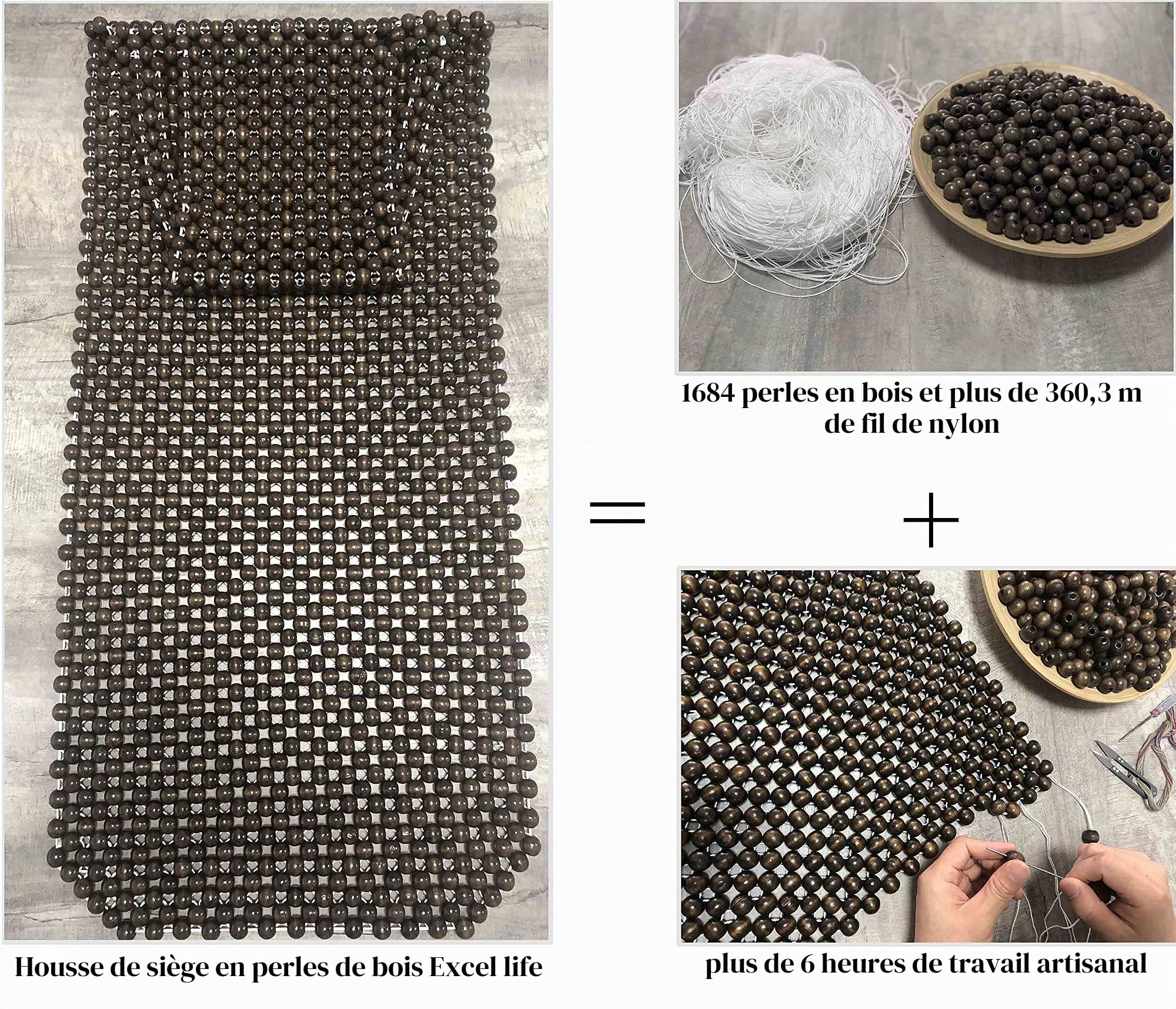 Housse de siège de Massage Bois Naturel Perles Cool Coussin pour Voiture, Camion.