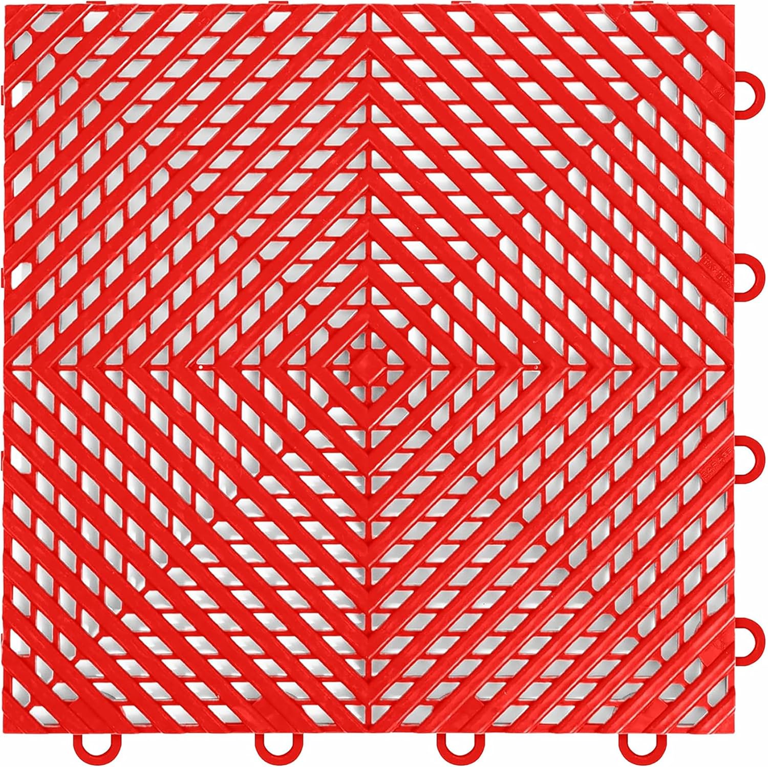 Nitro Tiles Vented by FlooringInc 12" x 12" Interlocking Garage Floor Tiles, Self-Draining Heavy Duty Polypropylene Drainage Tiles, Snap-Together Non-Slip Floor Tile, Victory Red, 24-Pack (24 SqFt)