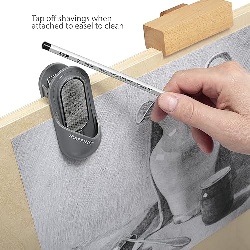 Miniatura 6 de Raffine Artista - Herramienta de archivo de metal reutilizable – Abrazadera de escritorio sin ensuciar, molinillo de carbón y lápiz para afilar