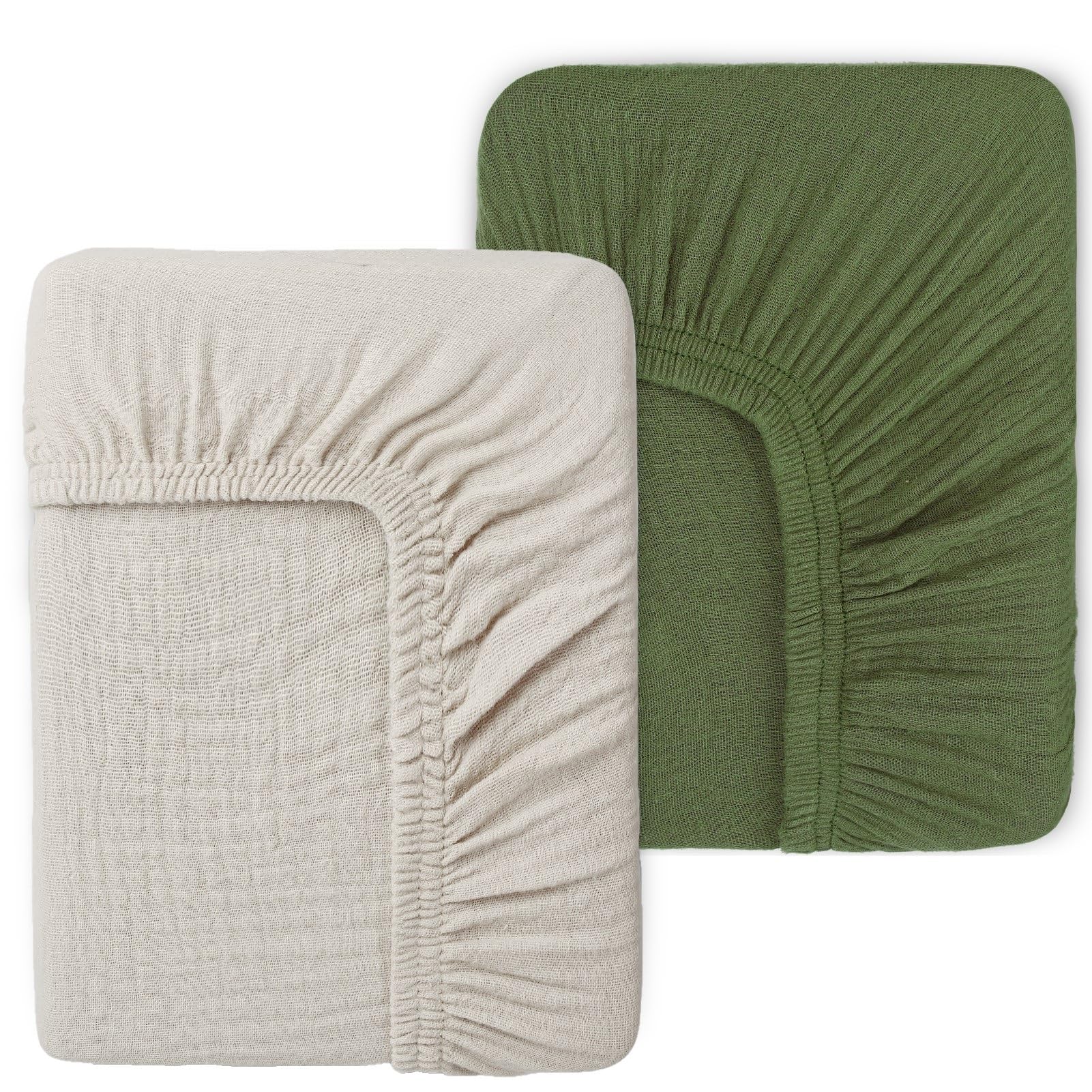 Paquete de 2 sábanas de Muselina para Cuna de 28 x 52 Pulgadas para niñas y niños, sábana Bajera Ajustable de Muselina de algodón Suave y acogedora, Ropa de Cama Bohemia de algodón
