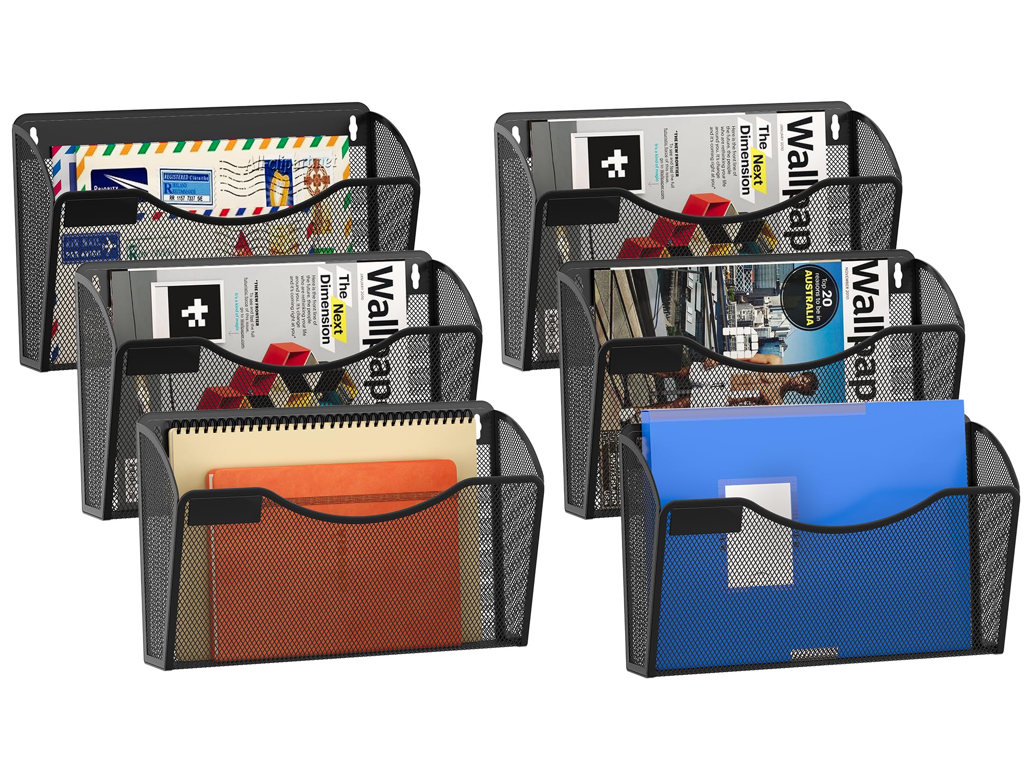 EasyPAG Porte-revue Mural Métal - Organisateur A4 Suspendu, Design Mesh, Noir