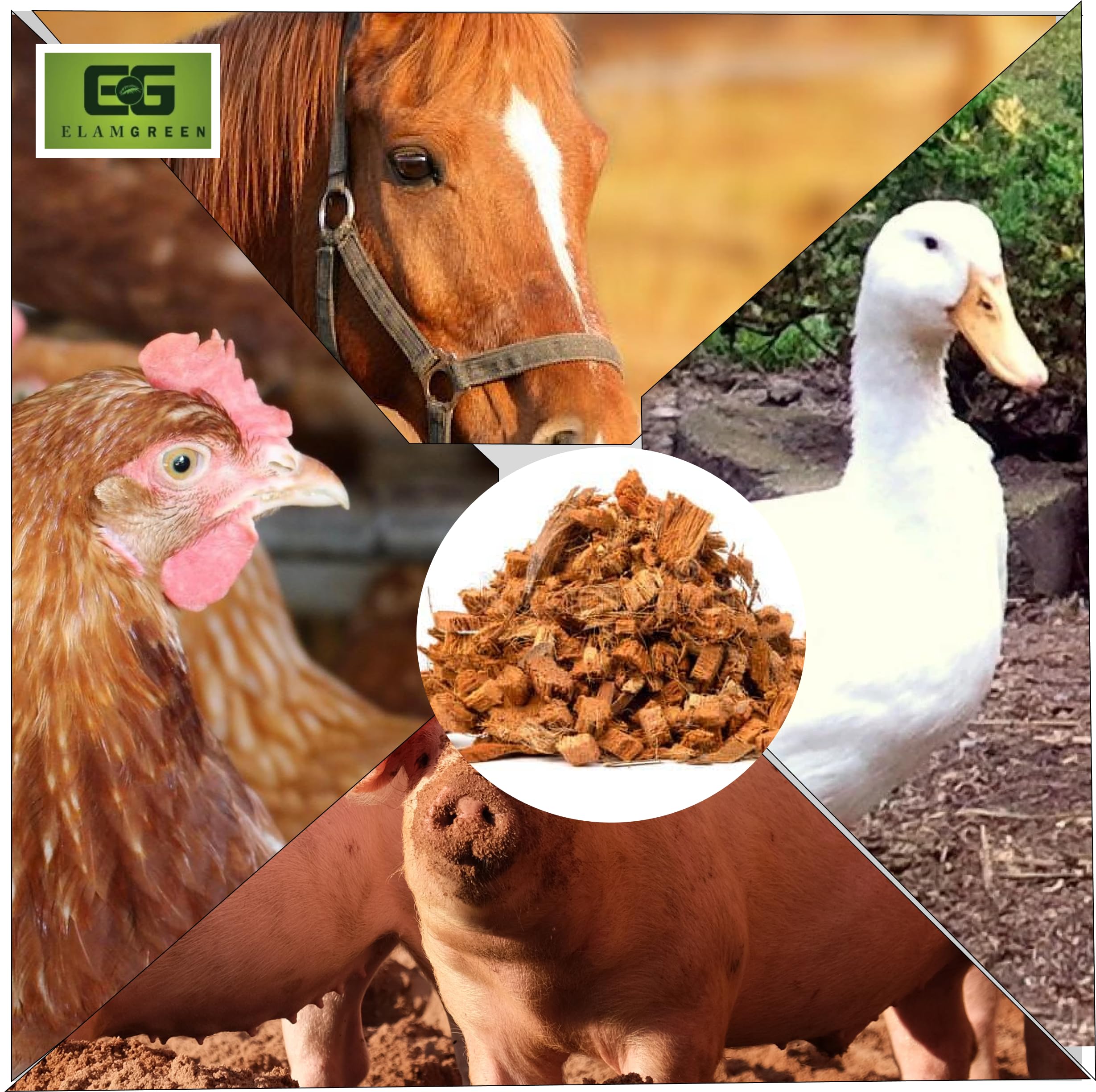 Elamgreen Coconut Husk Chips for Reptile, Horse, Pig, Goat Bedding, Natural Coco Coir Brick (5kg) 2