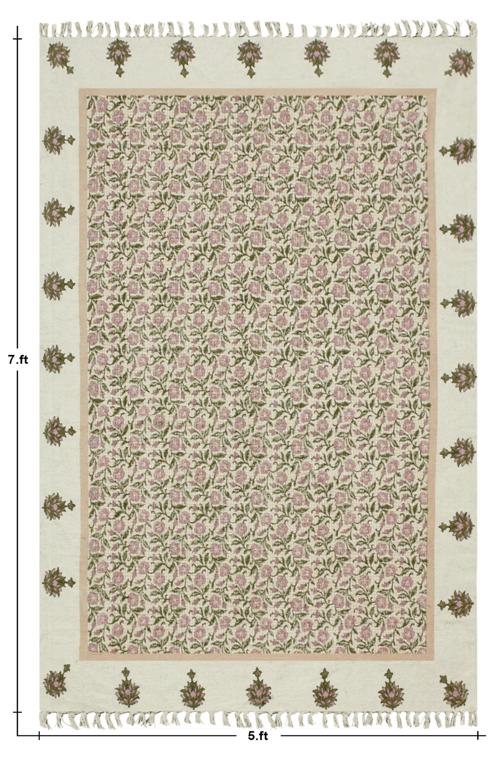 Tapis de couloir Kilim en coton floral pour sublimer votre entrée et escalier